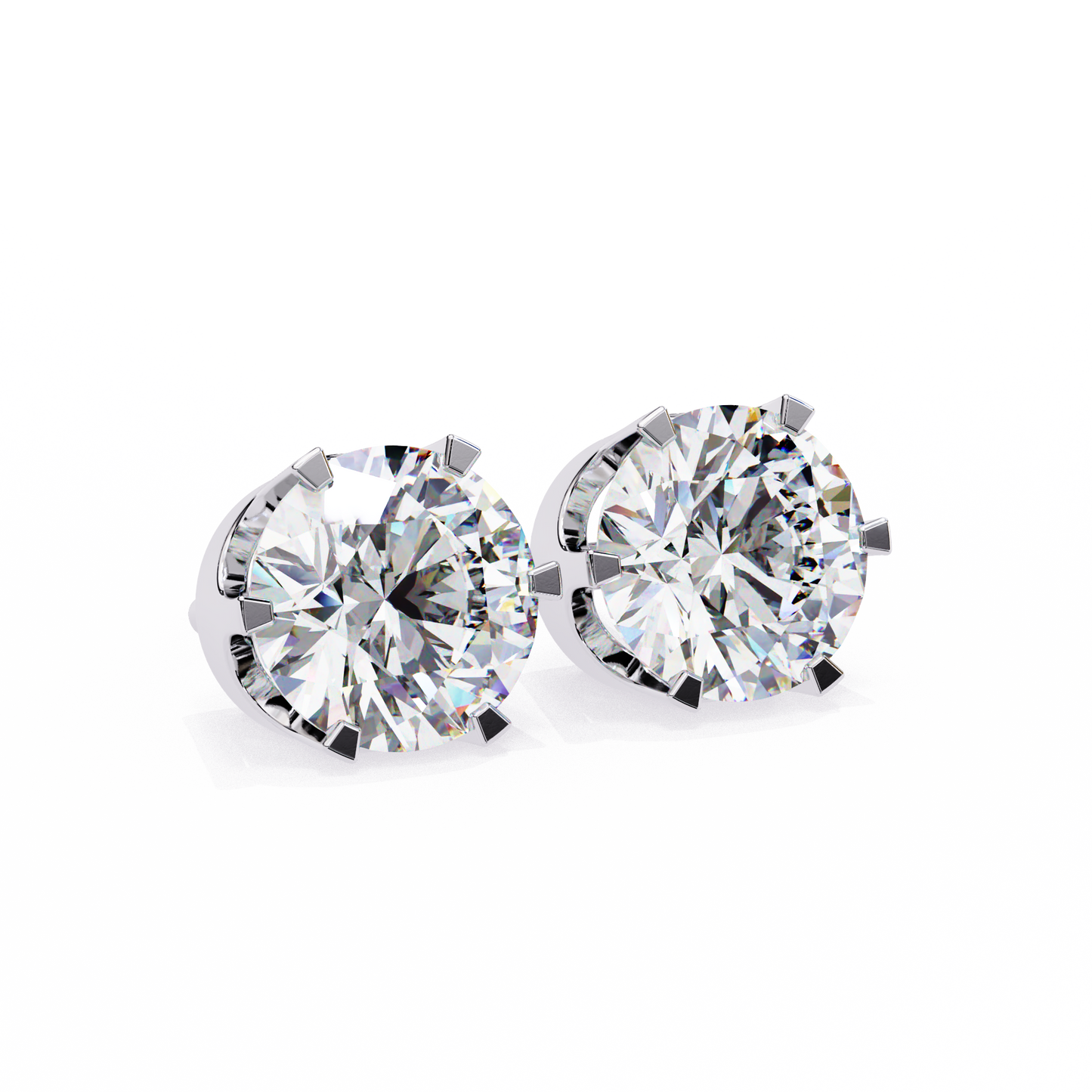 Solitaire Earring Studs Round Stone