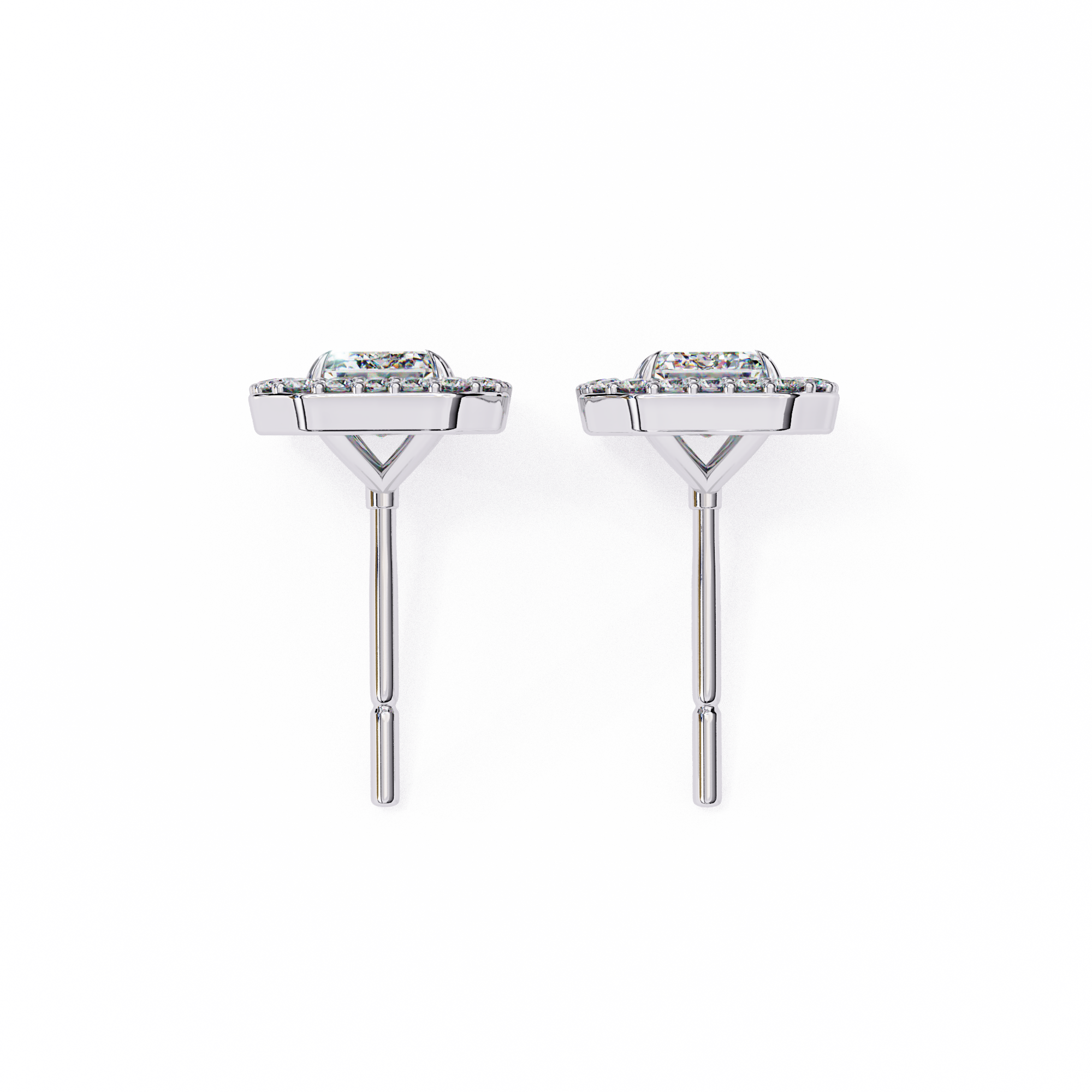 Emerald Halo Style Stud Earrings