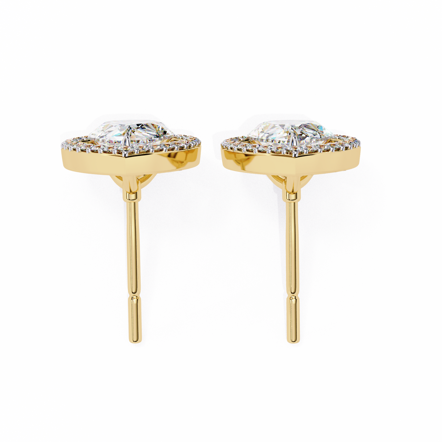 Pear Lab Grown Diamond Halo Stud Earrings