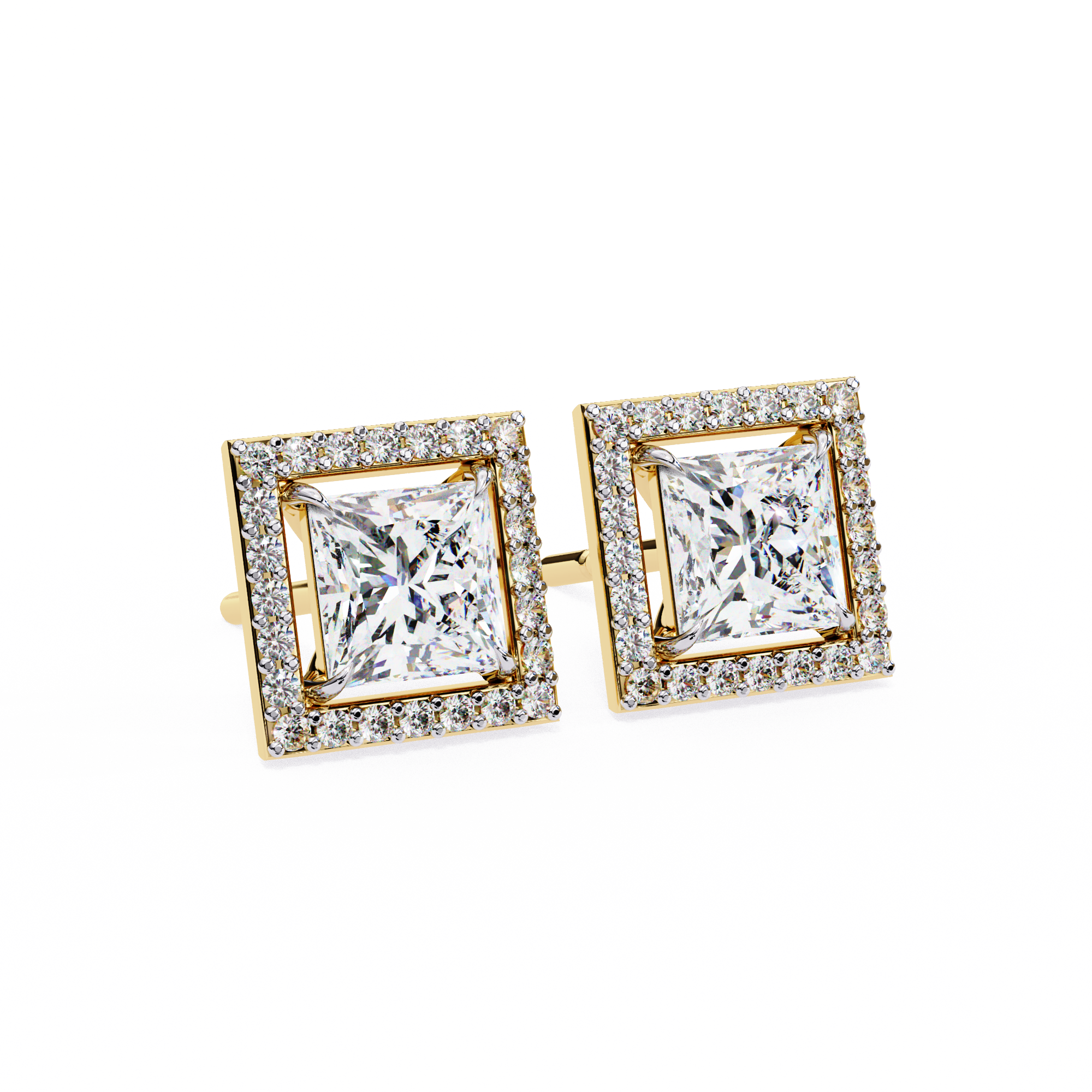 Allure Princess Halo Diamond Earrings Stud