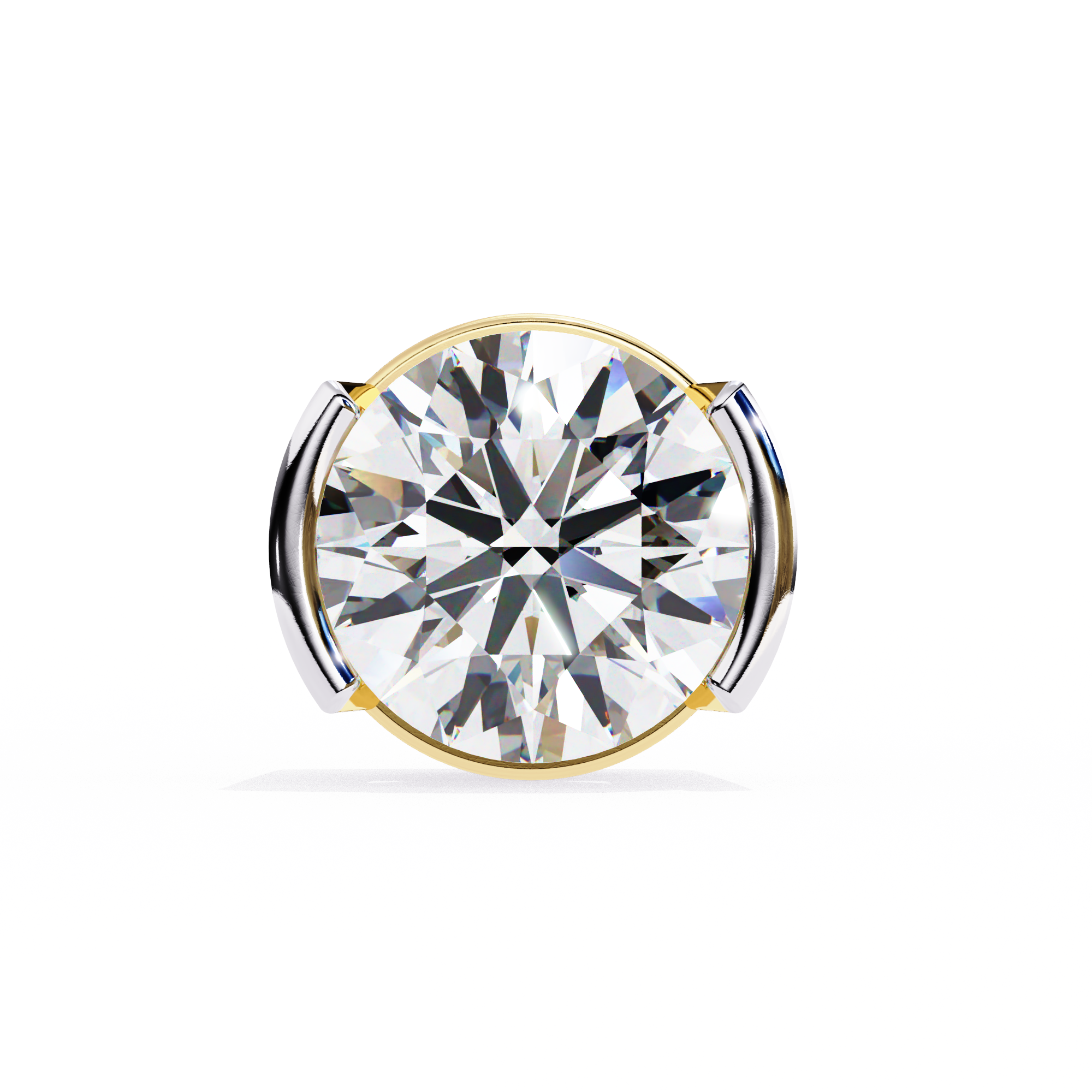 Round Cut Half Bezel Diamond Studs