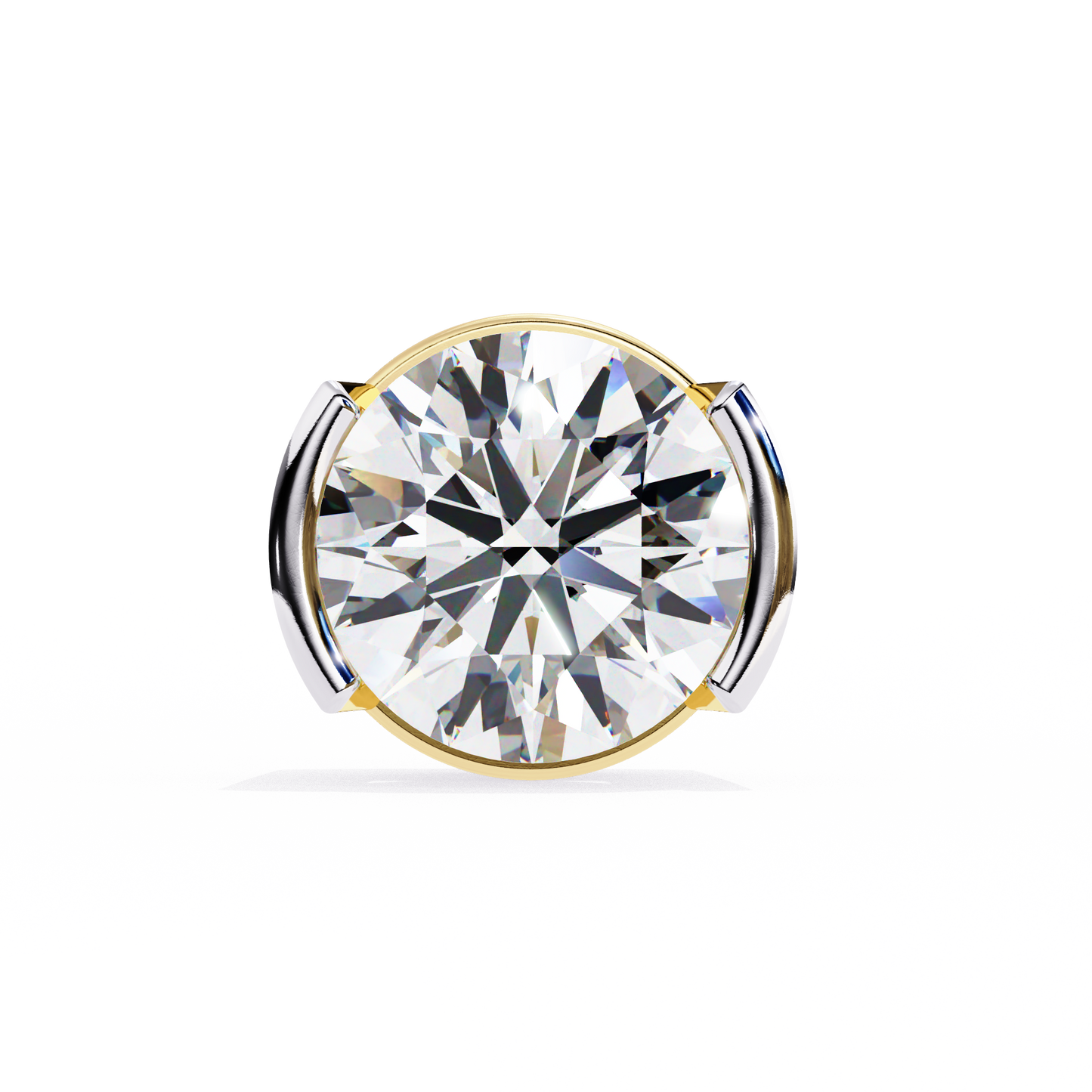 Round Cut Half Bezel Diamond Studs