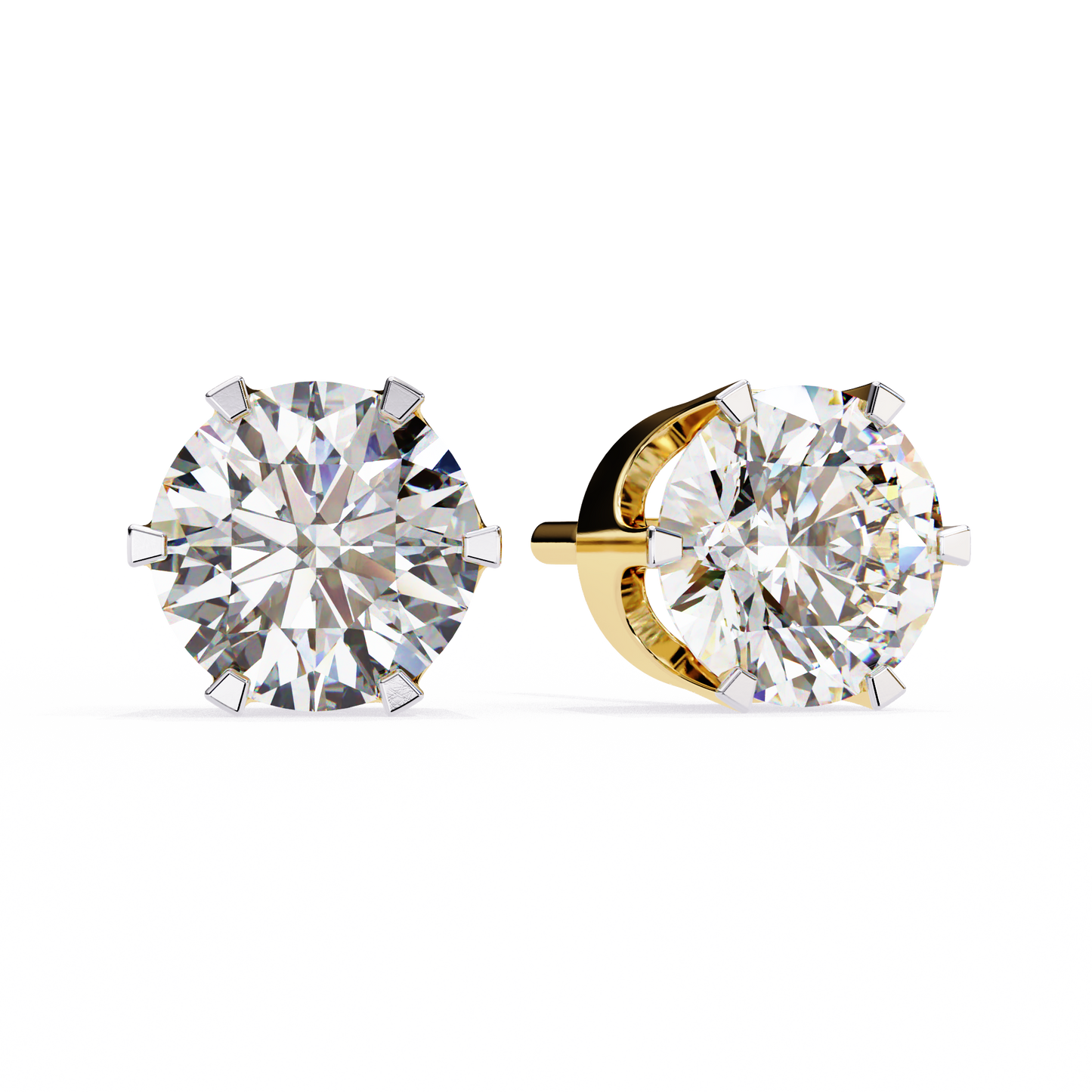 Solitaire Earring Studs Round Stone