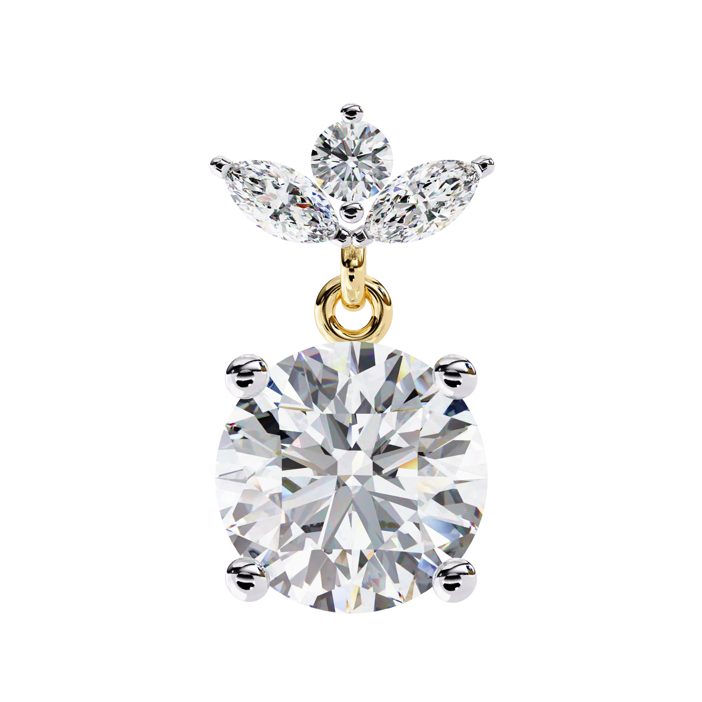 Round and Marquise Accented Lab Grown Diamond Drop Earrings