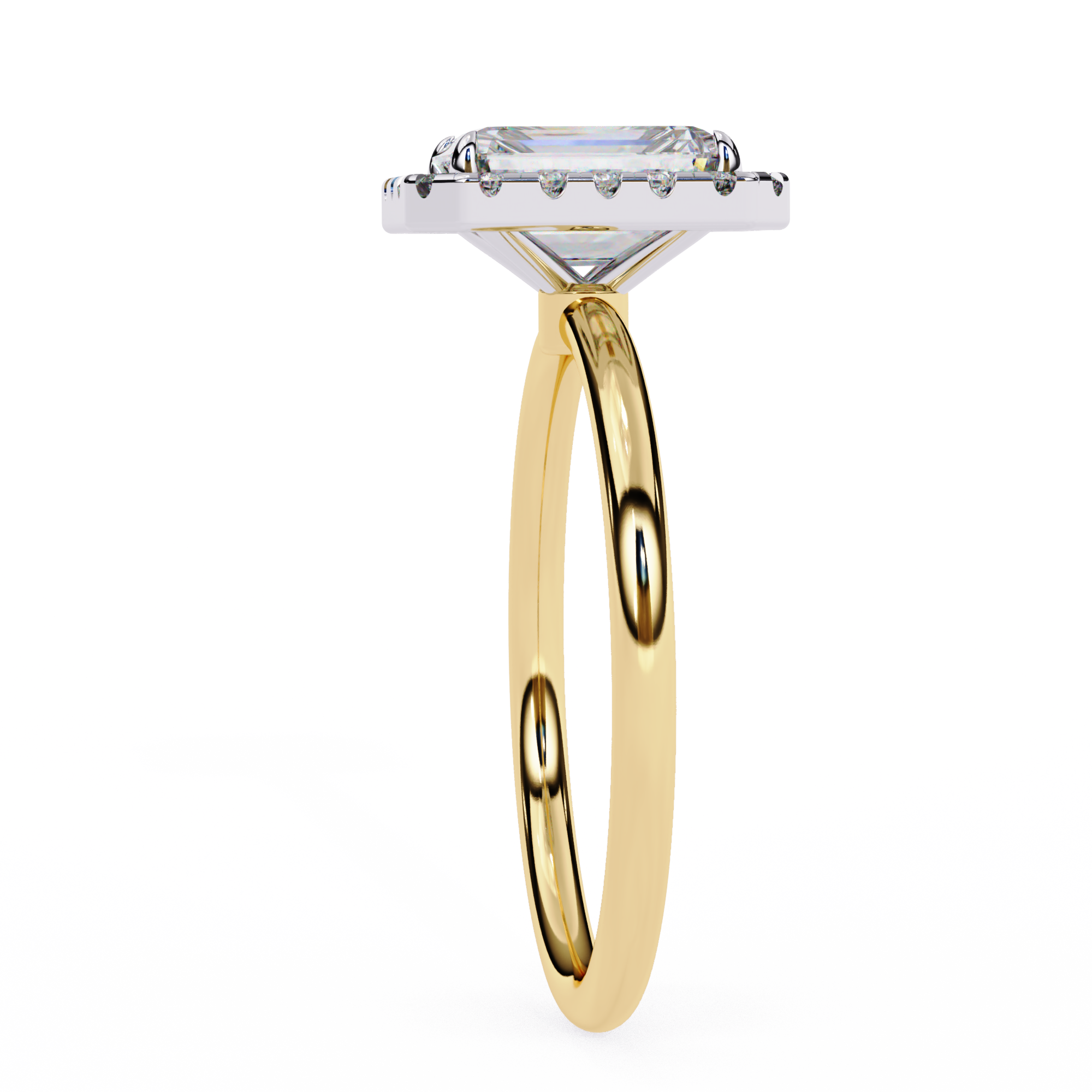 Lab Grown Emerald Diamond Halo Engagement Rings