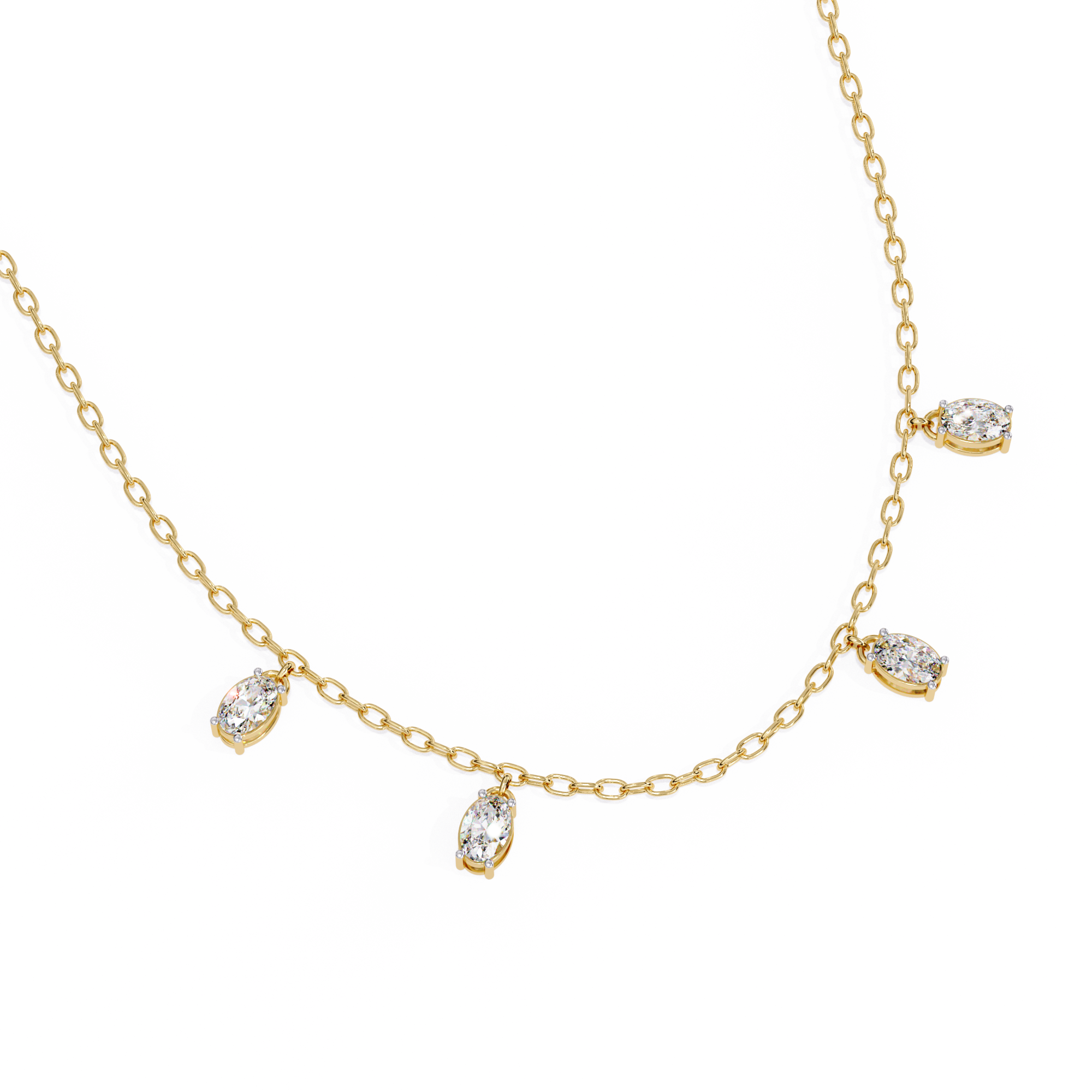 Lab Grown Diamond Oval Shape Simple Necklace