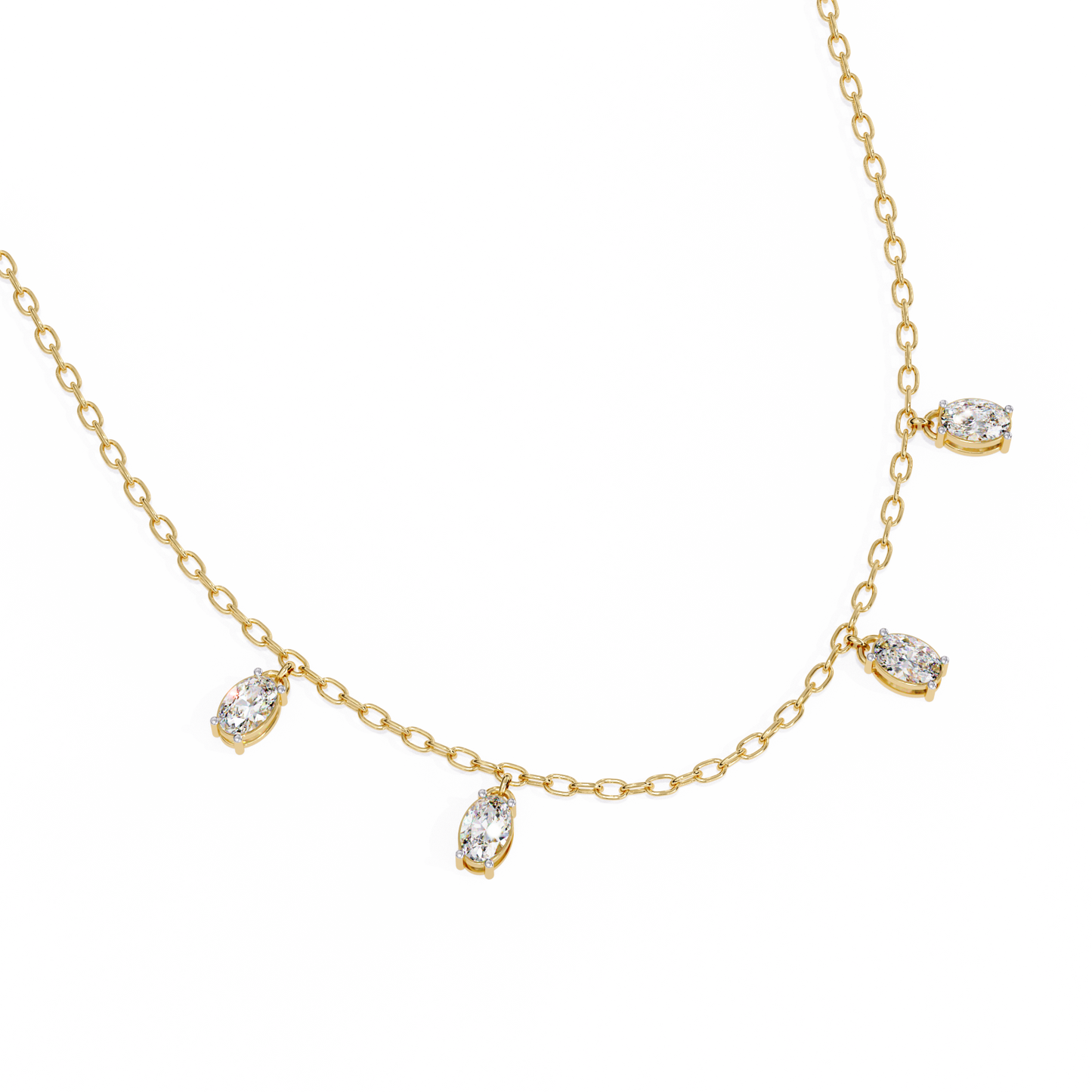 Lab Grown Diamond Oval Shape Simple Necklace