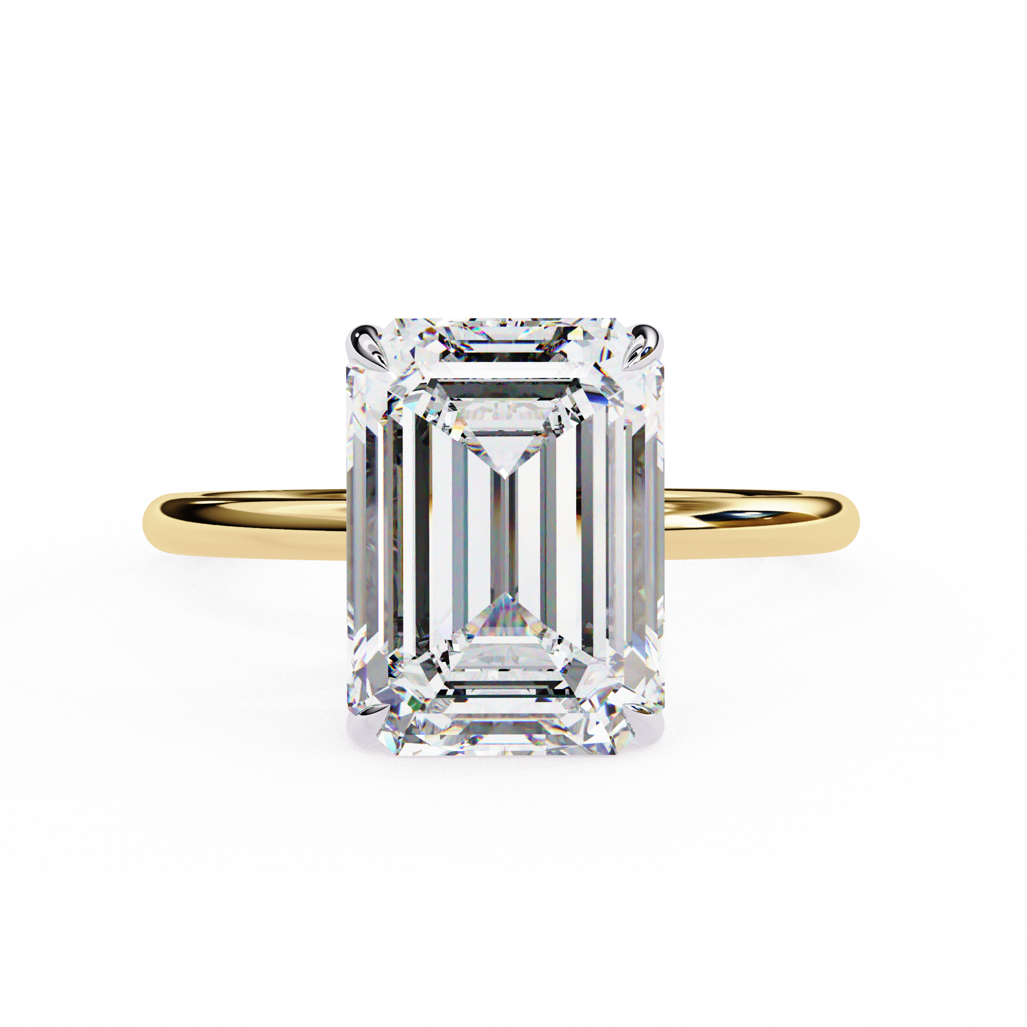 Emerald Solitaire Ring with Hidden Halo