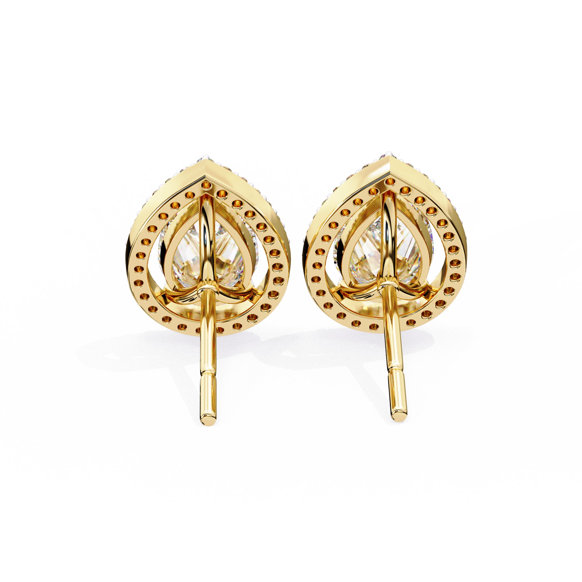 Pear Lab Grown Diamond Halo Stud Earrings