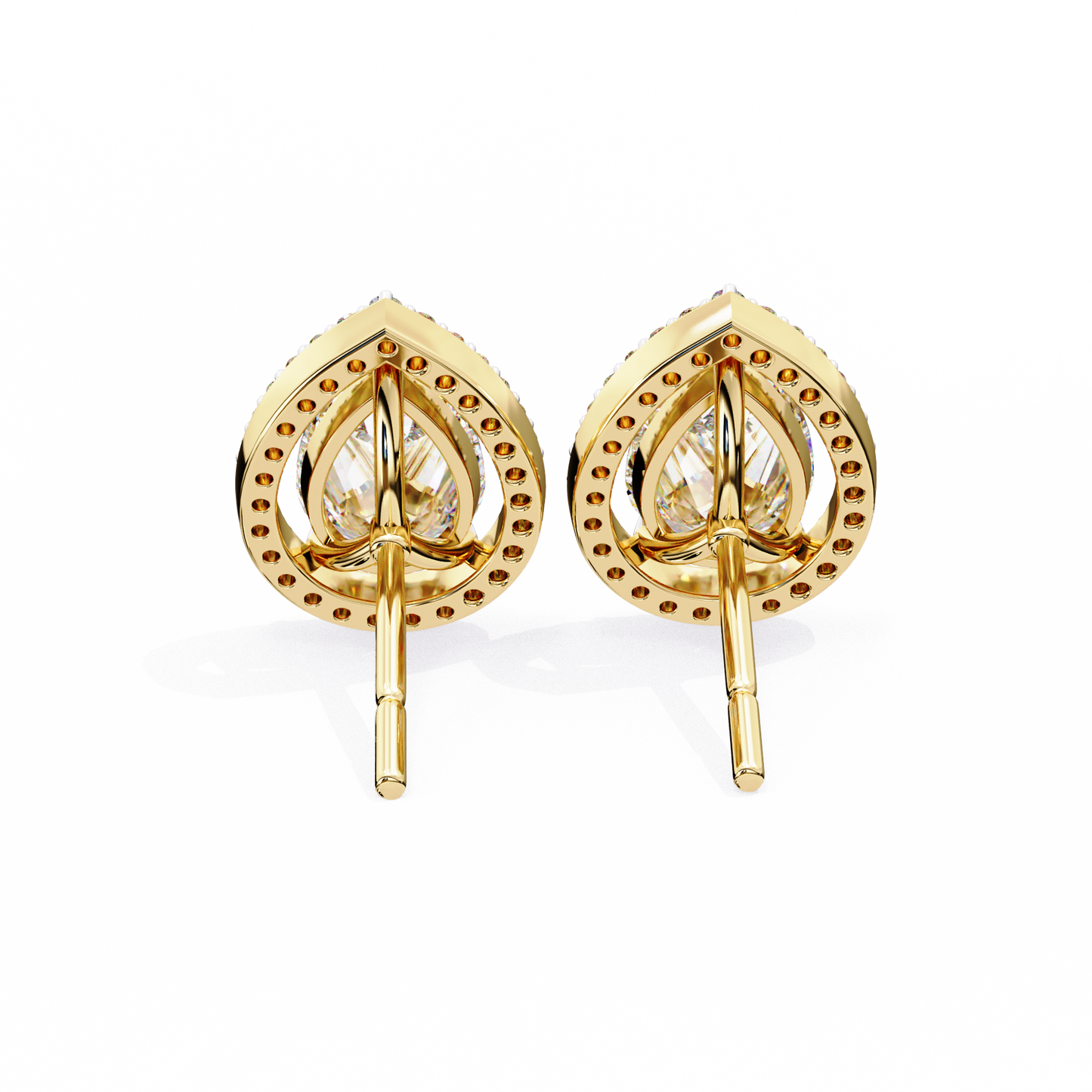 Pear Lab Grown Diamond Halo Stud Earrings