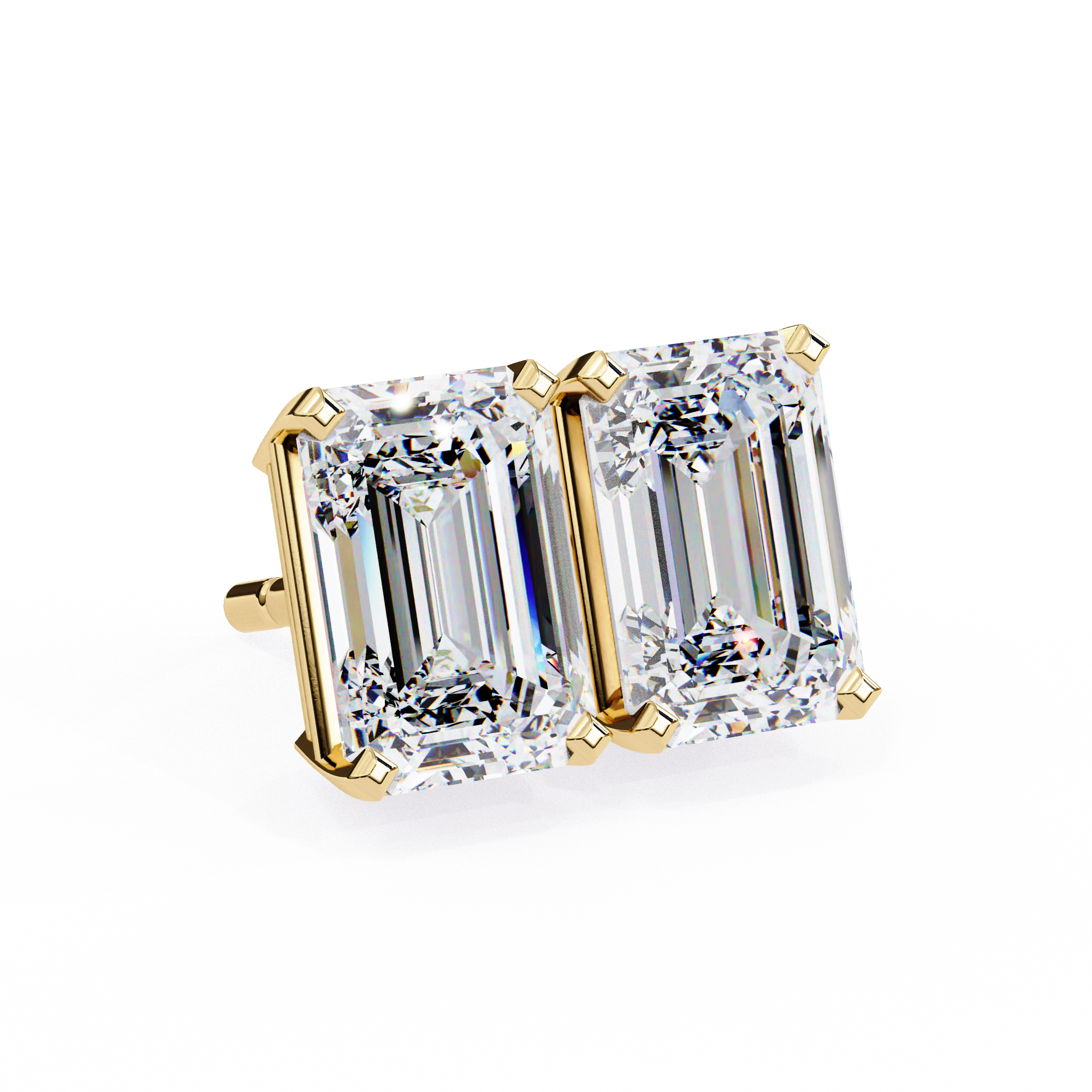 Emerald Cut Lab Diamond Solitaire Studs