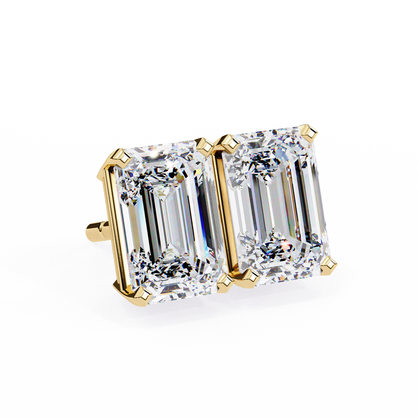Emerald Cut Lab Diamond Solitaire Studs