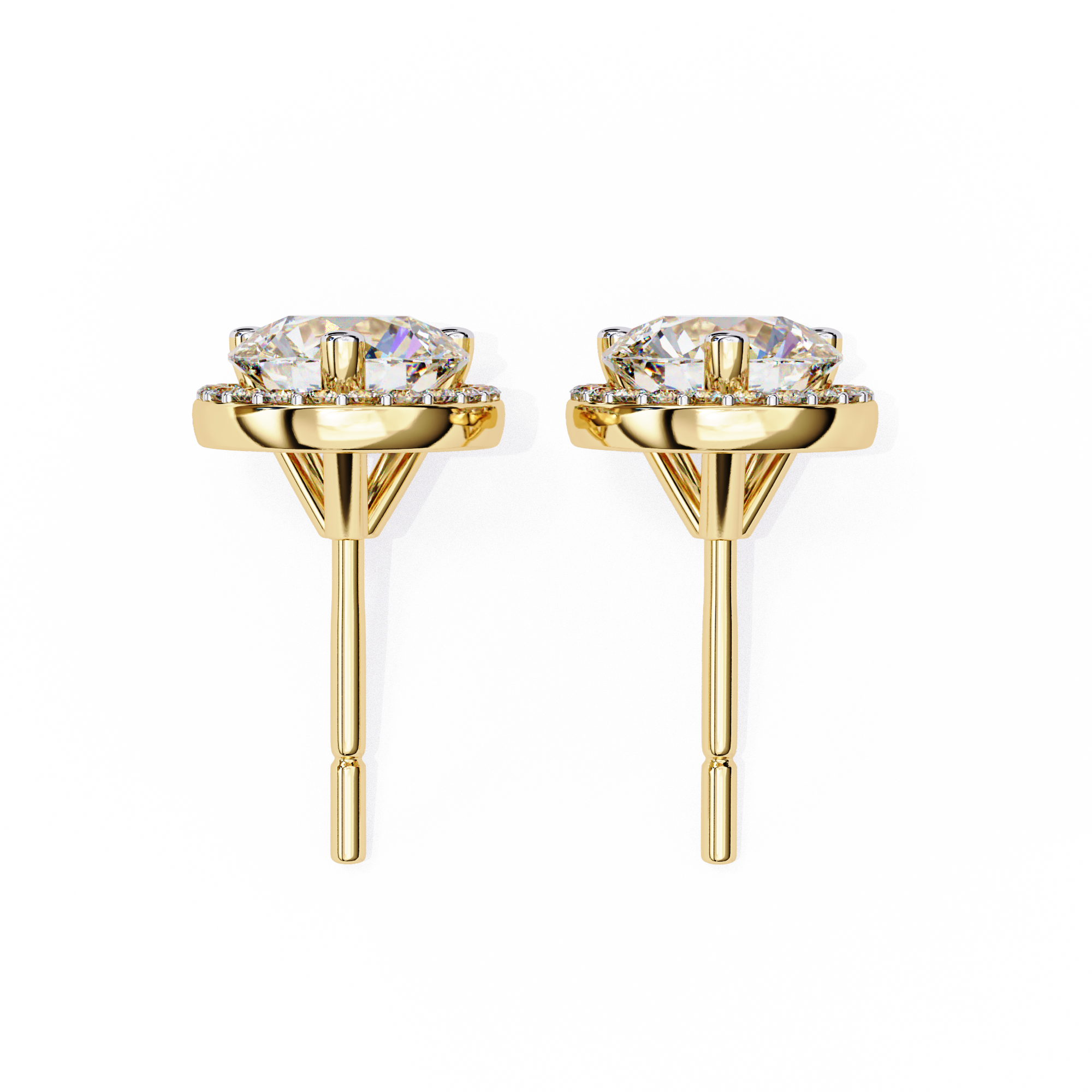 Lab Grown Diamond Round Halo Studs Earrings