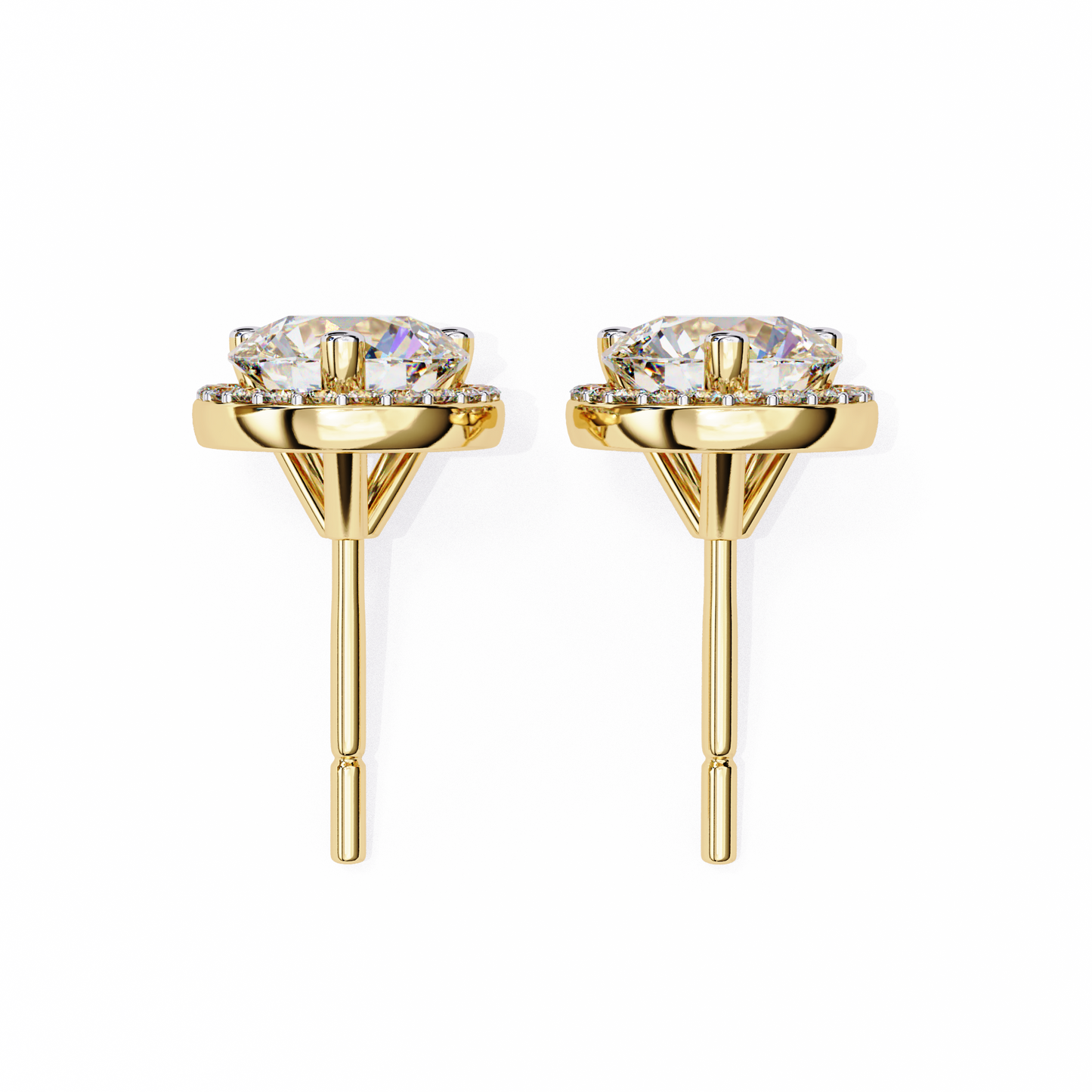 Lab Grown Diamond Round Halo Studs Earrings