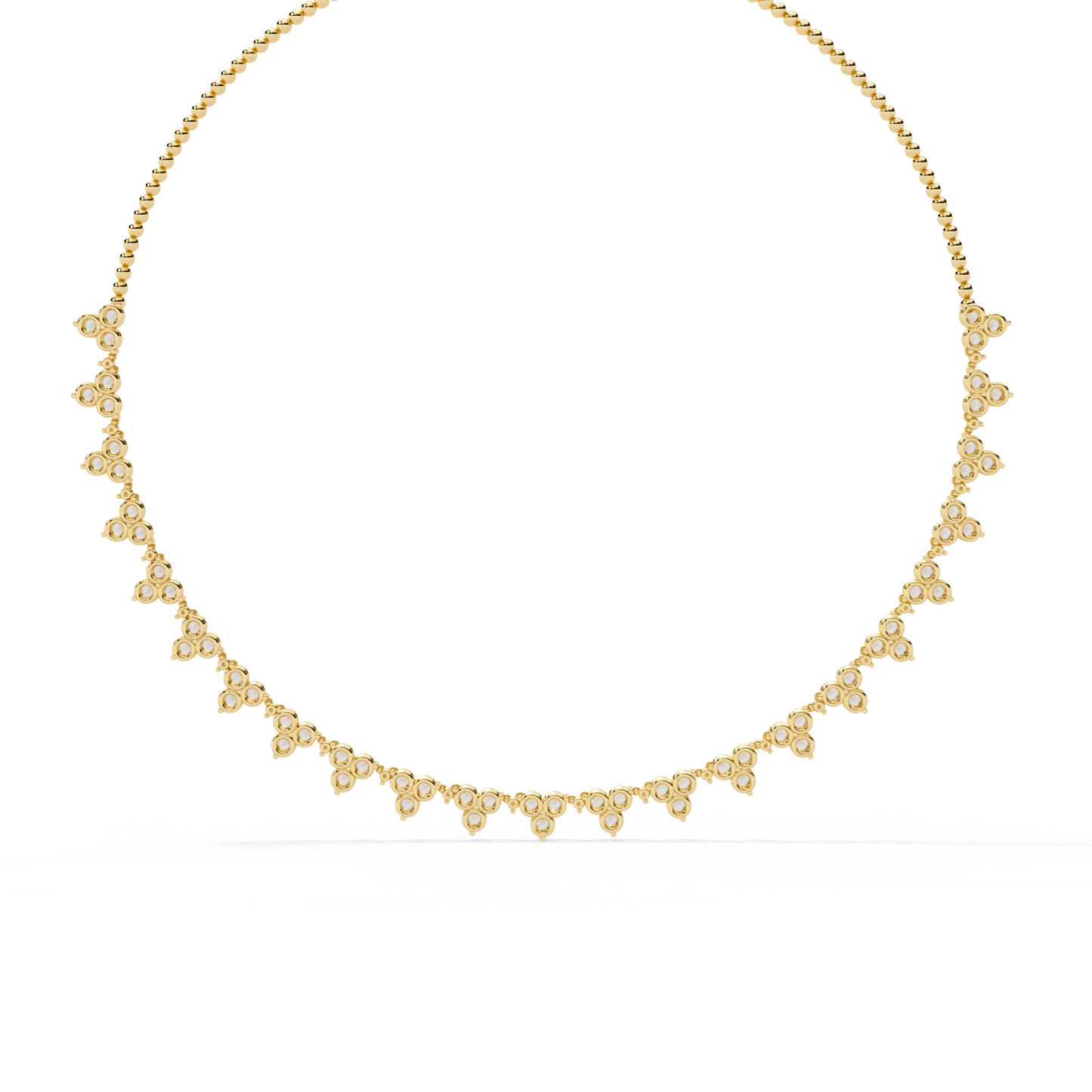 LAB GROWN 3 Stone Gold Diamond Women Necklace