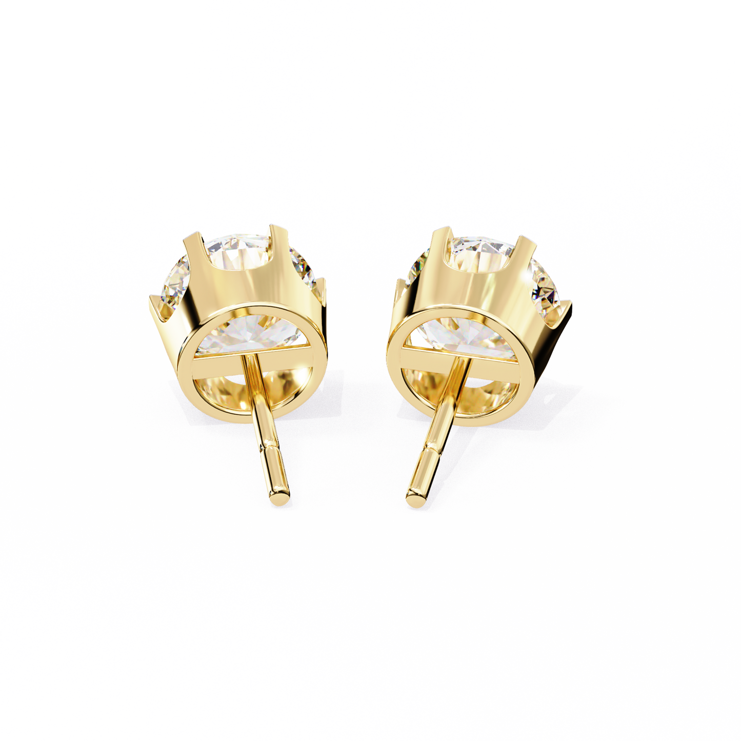 Solitaire Earring Studs Round Stone
