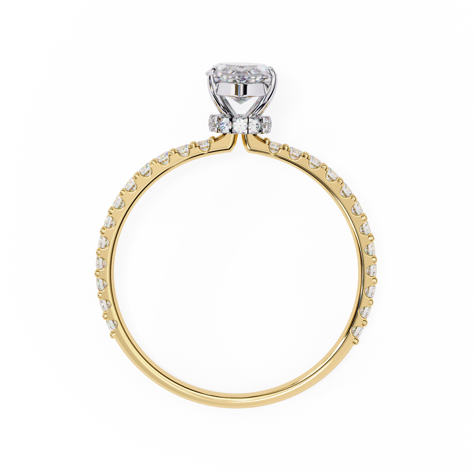Women's Marquise Solitaire Diamond Ring With pave & under halo