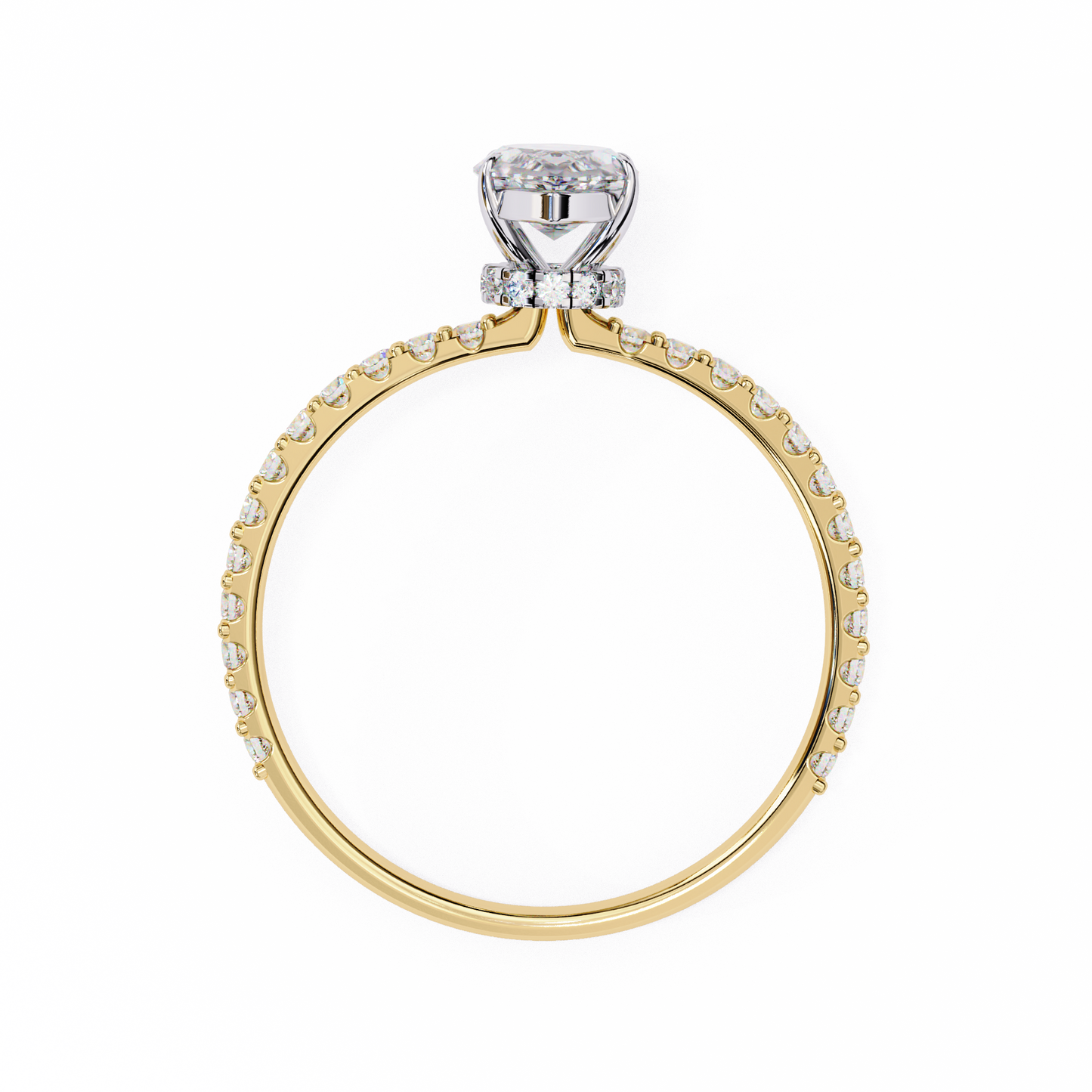 Women's Marquise Solitaire Diamond Ring With pave & under halo