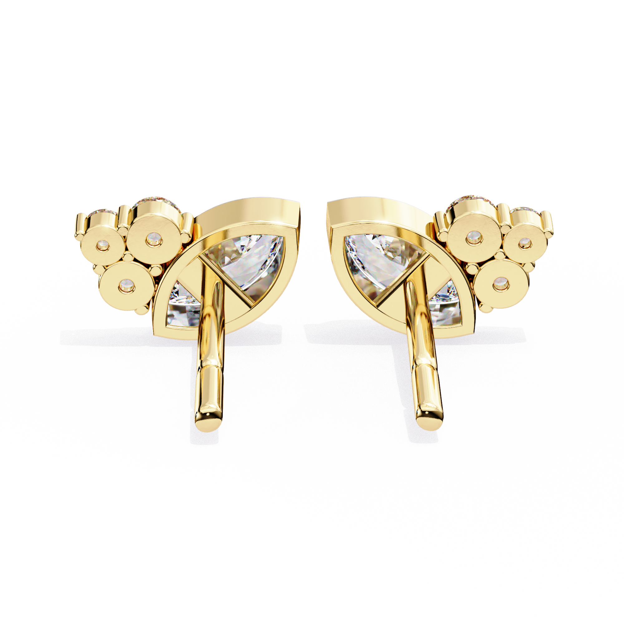 Marquise Bezel and Round Stud Earrings