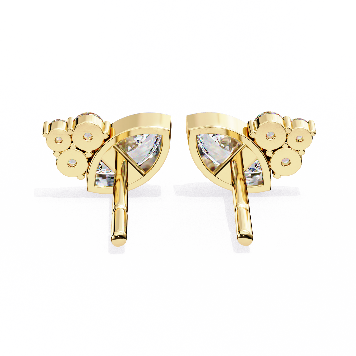 Marquise Bezel and Round Stud Earrings