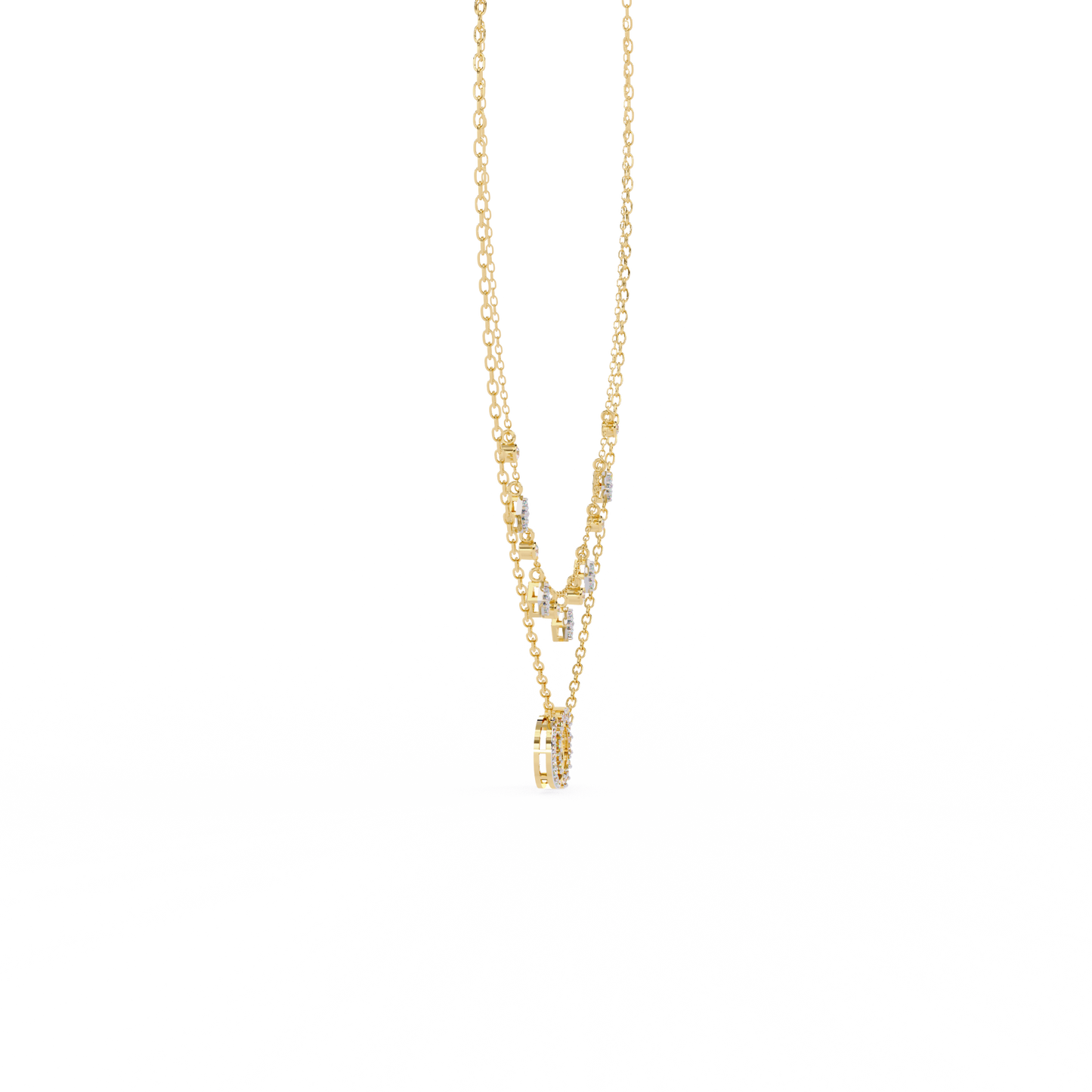 14K/18K Gold Double Layer Necklace With Lab-grown Diamonds – Sun and Moon