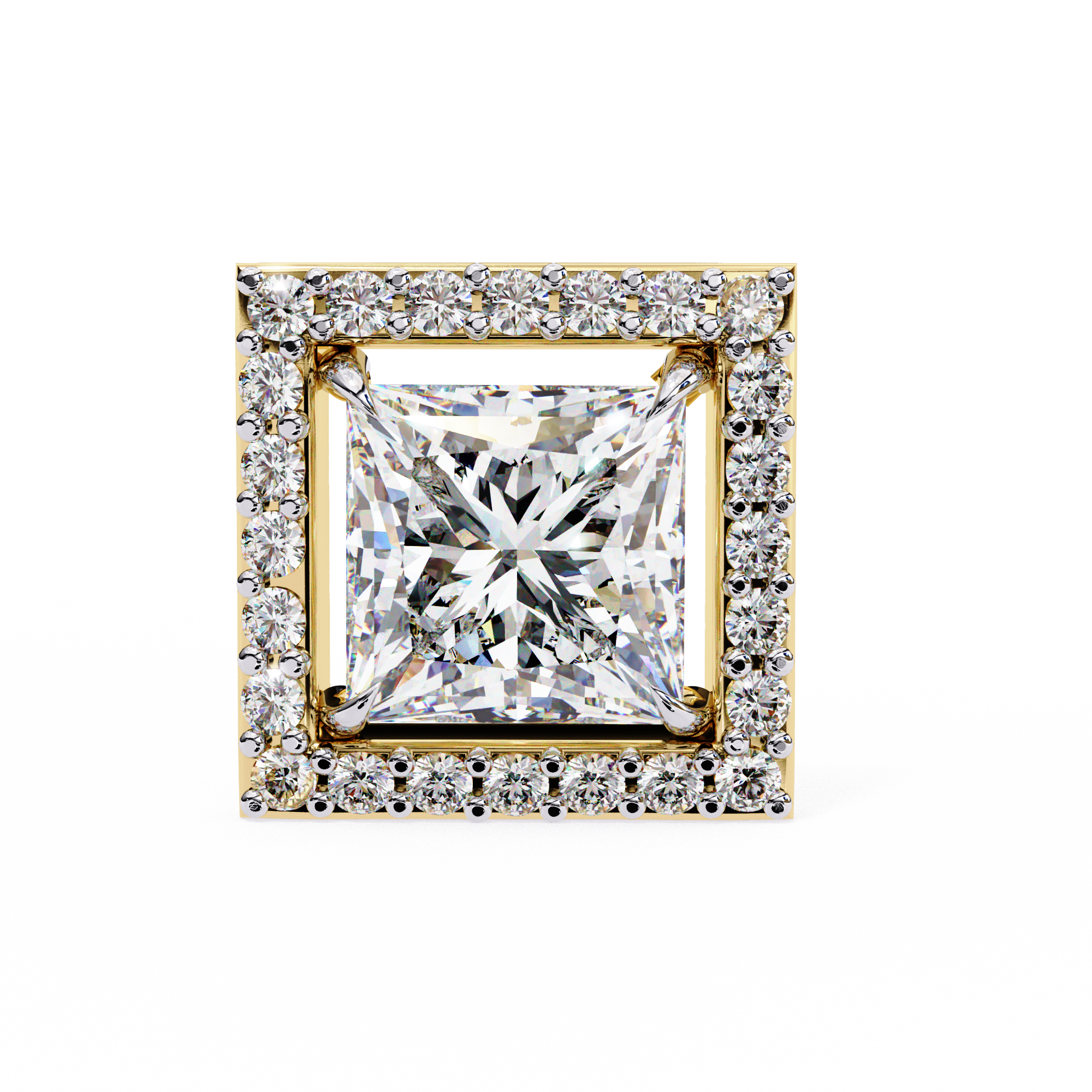 Allure Princess Halo Diamond Earrings Stud
