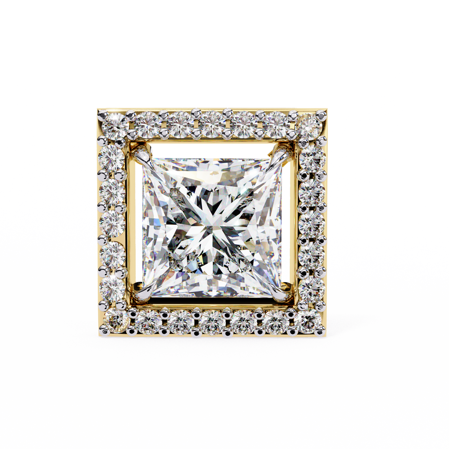 Allure Princess Halo Diamond Earrings Stud