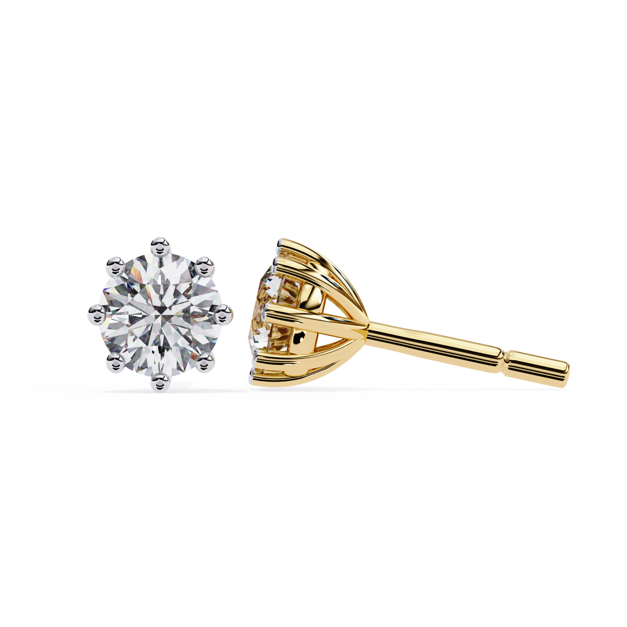 8 Prong Stud Earring