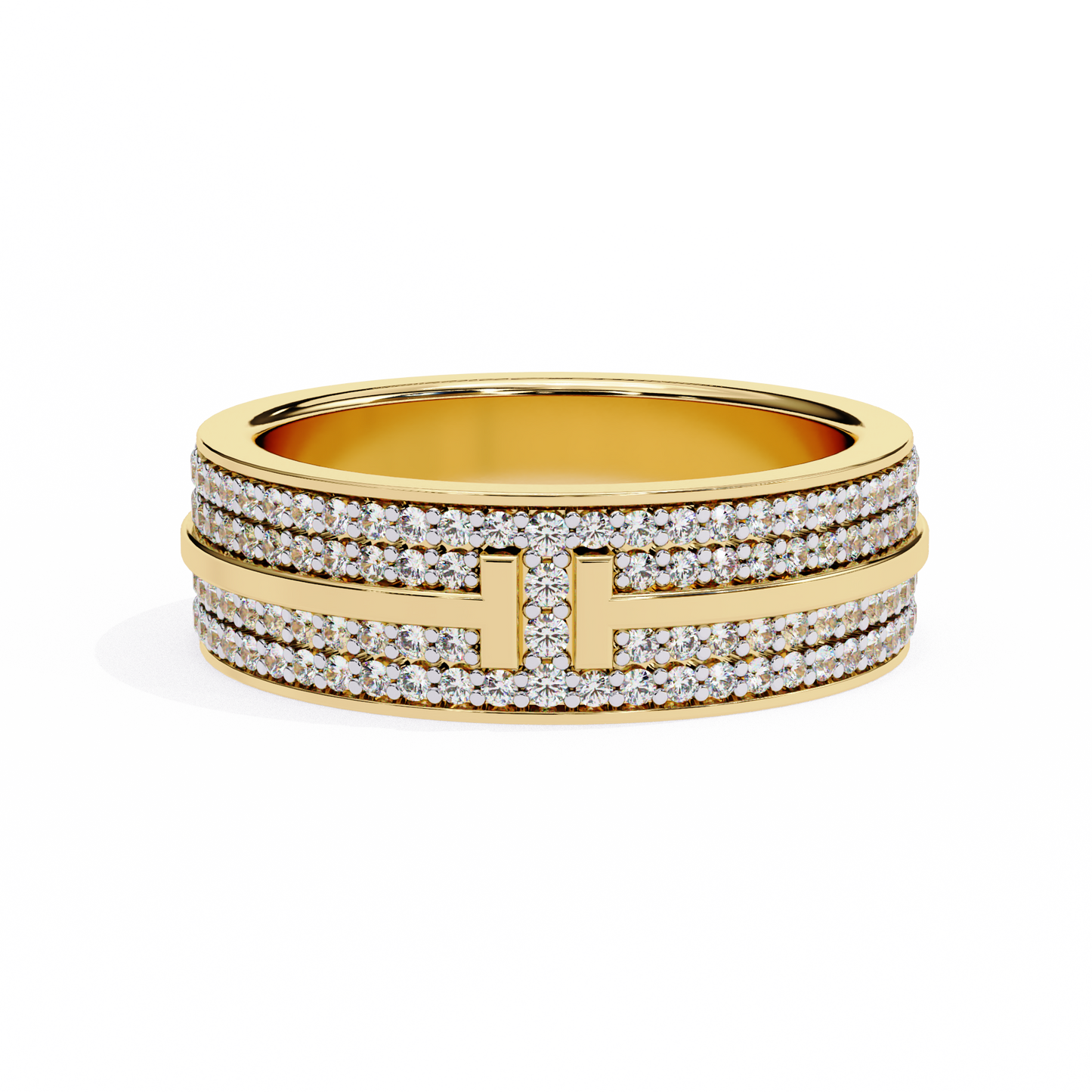 Lab grown Diamond T Wide Pavé Diamond Ring