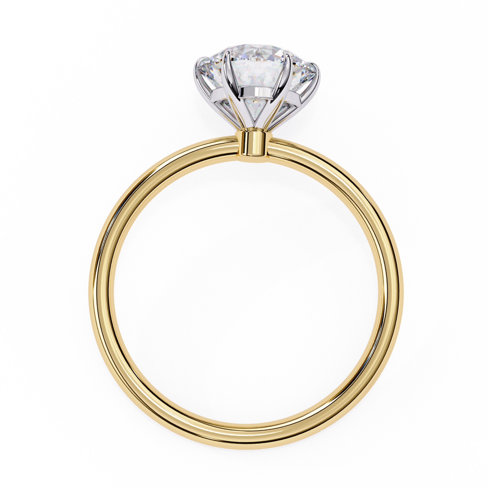 Gold Round Brilliant Diamond Solitaire Ring, Classic Elegance