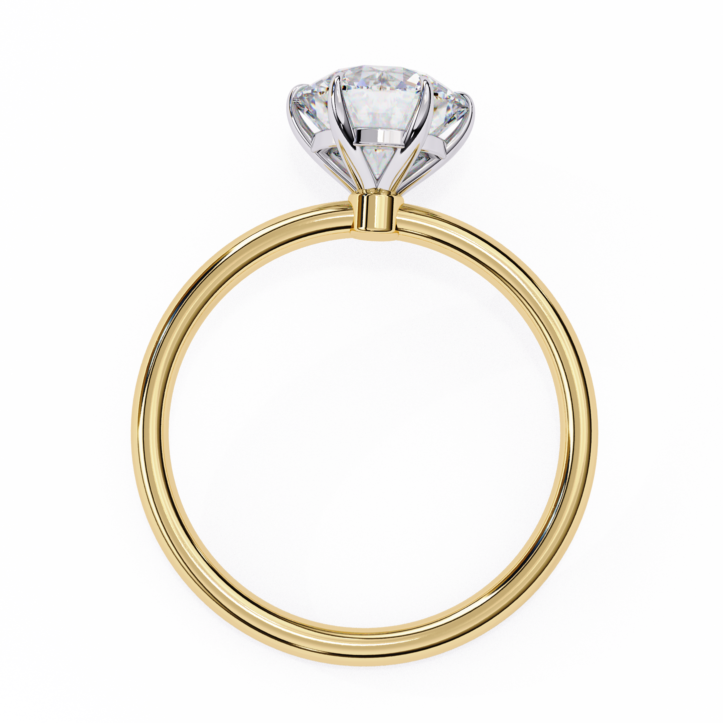 Gold Round Brilliant Diamond Solitaire Ring, Classic Elegance
