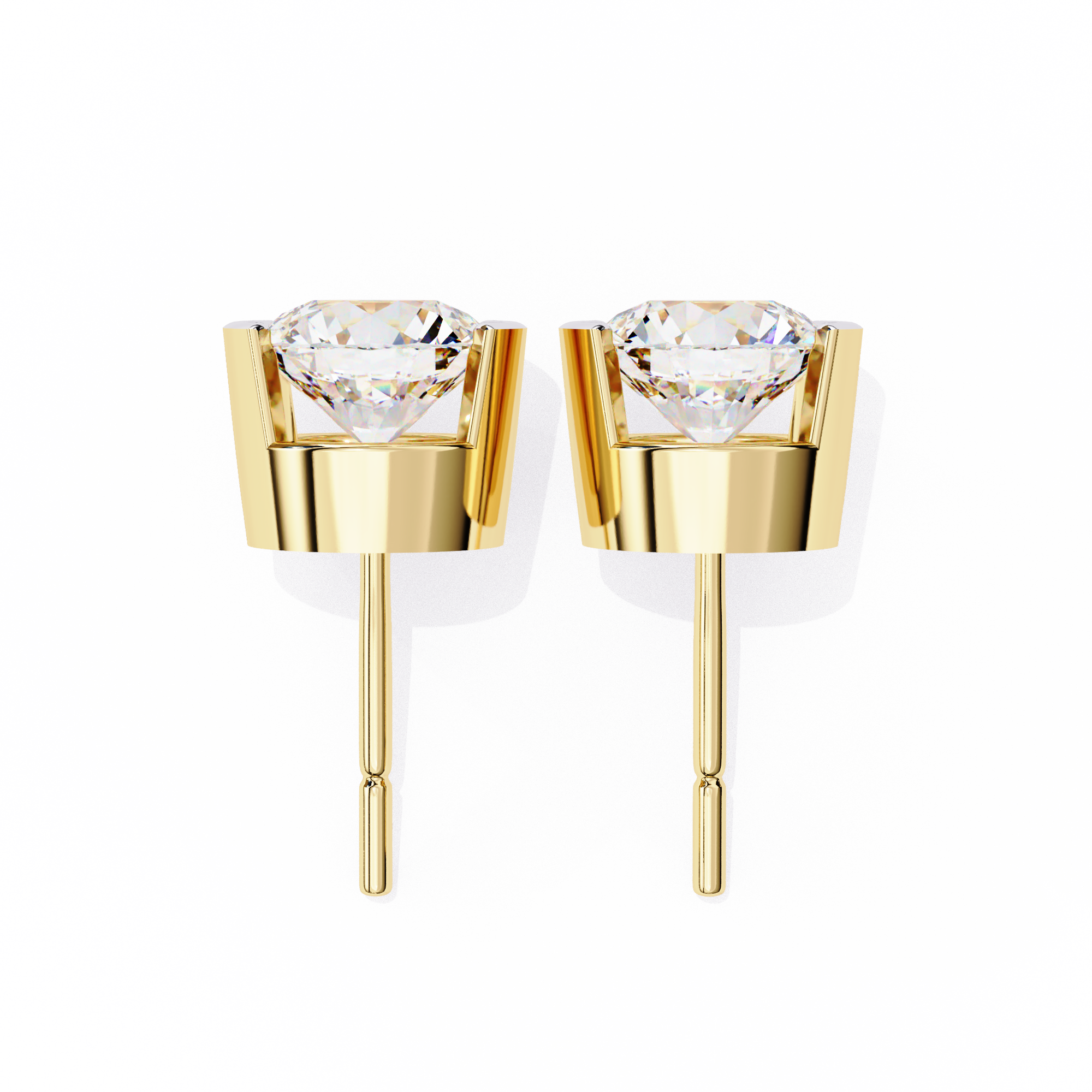 Round Cut Half Bezel Diamond Studs