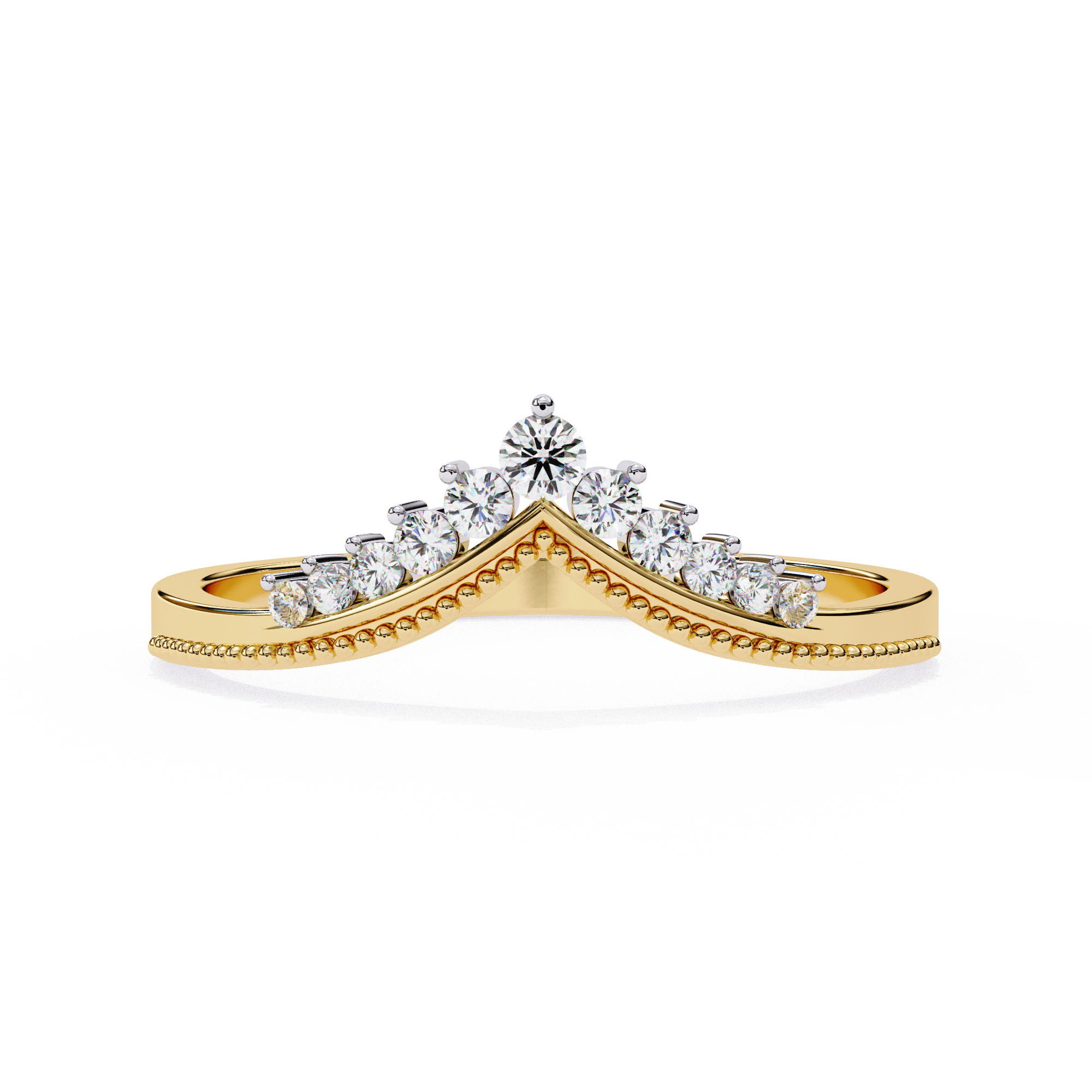Diamond Crown Chevron Ring