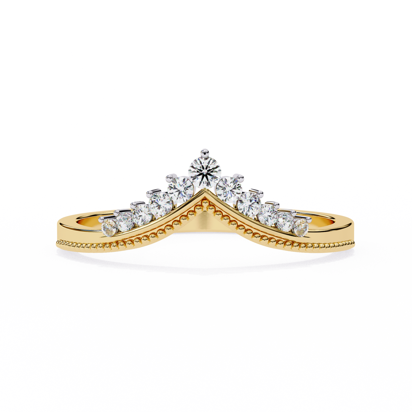 Diamond Crown Chevron Ring