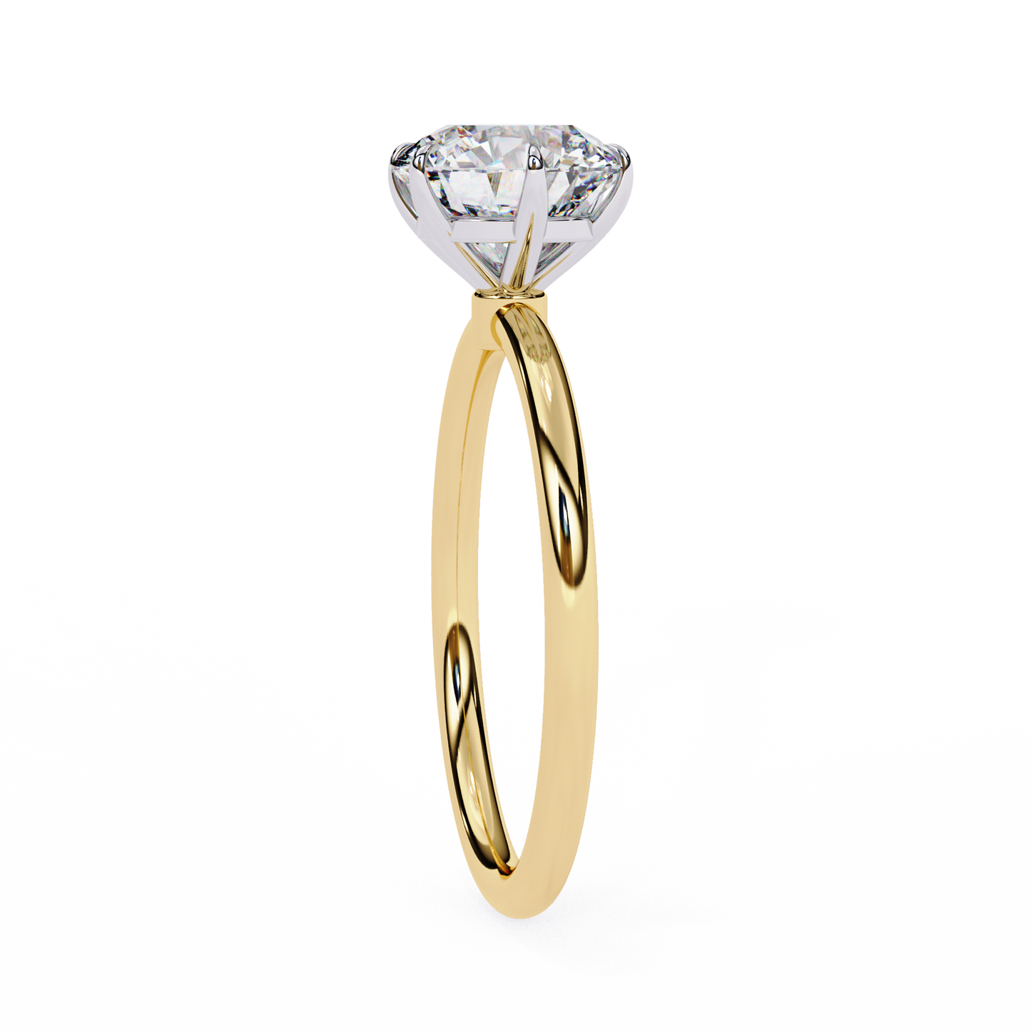Gold Round Brilliant Diamond Solitaire Ring, Classic Elegance