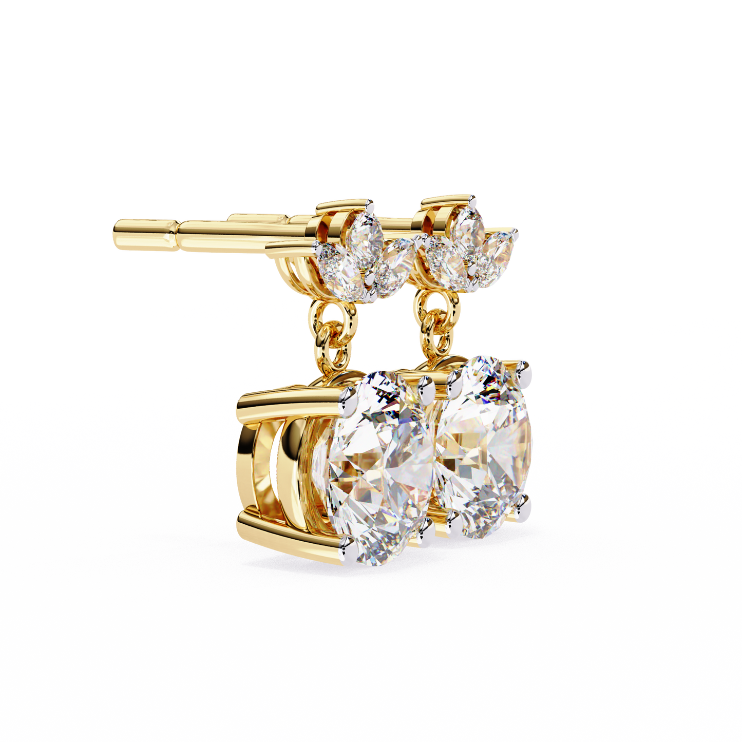 Round and Marquise Accented Lab Grown Diamond Drop Earrings