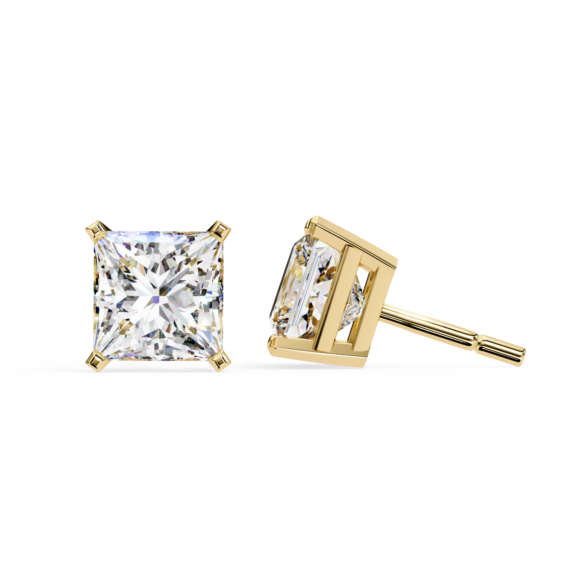 Princess Cut Lab Grown Diamond Stud Earrings