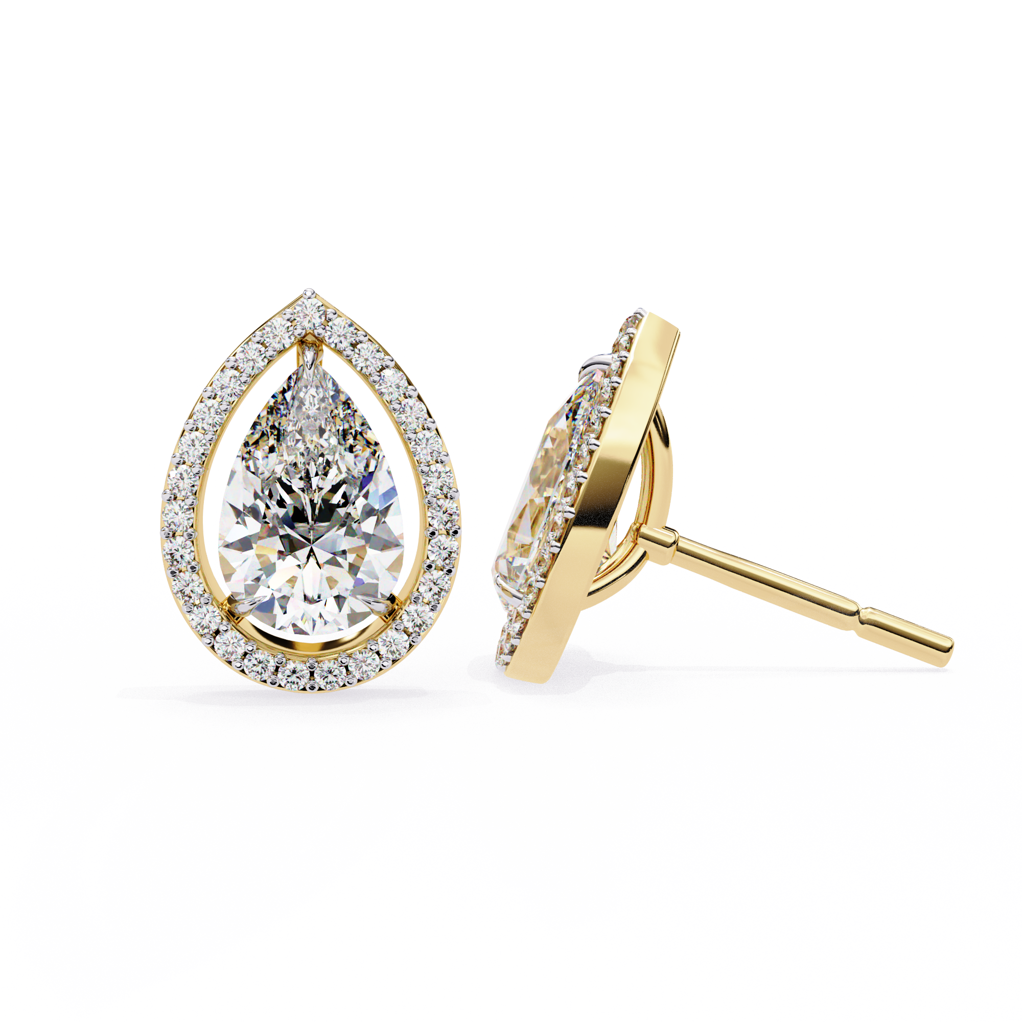 Pear Lab Grown Diamond Halo Stud Earrings