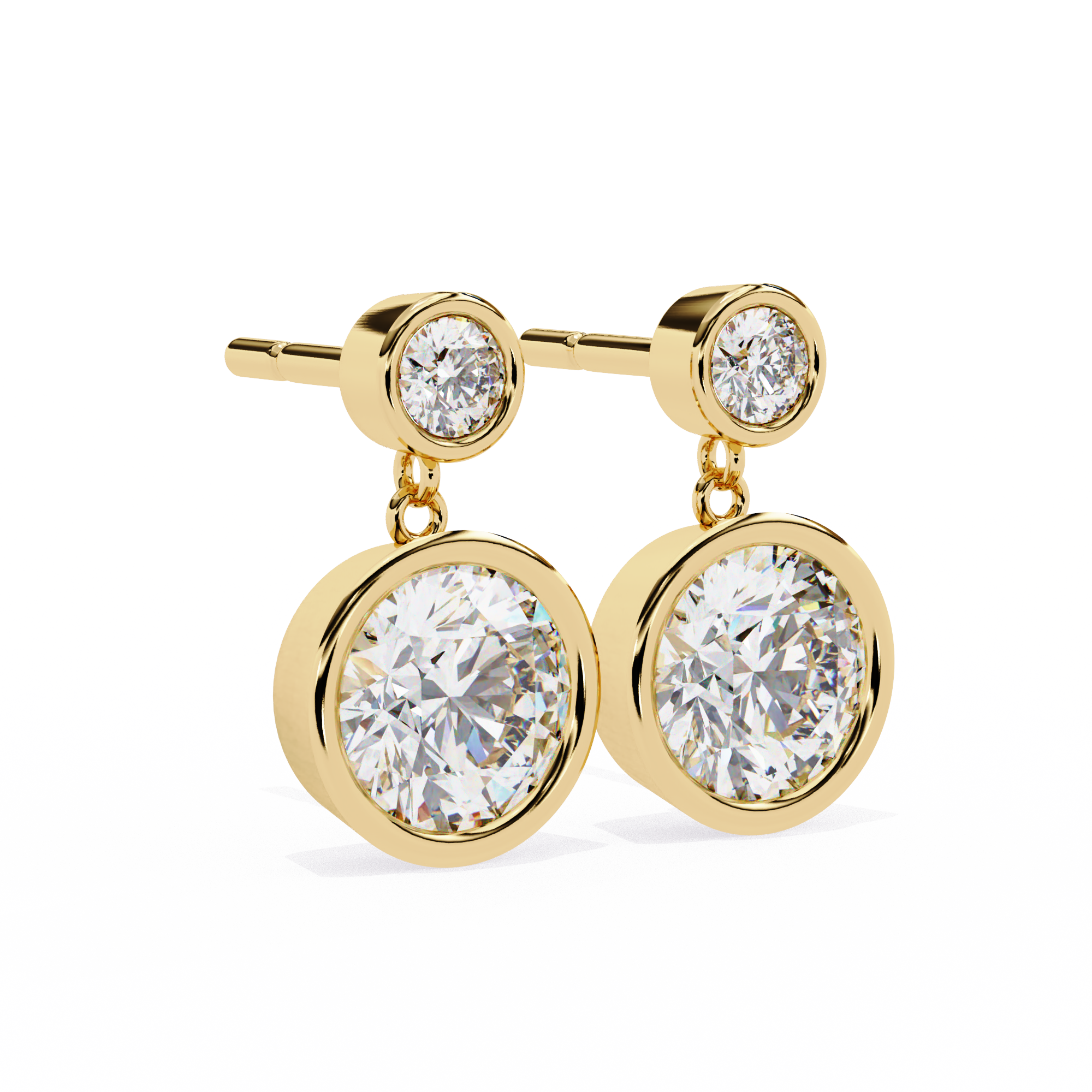 Round Bezel Set Dangle & Drop Earrings