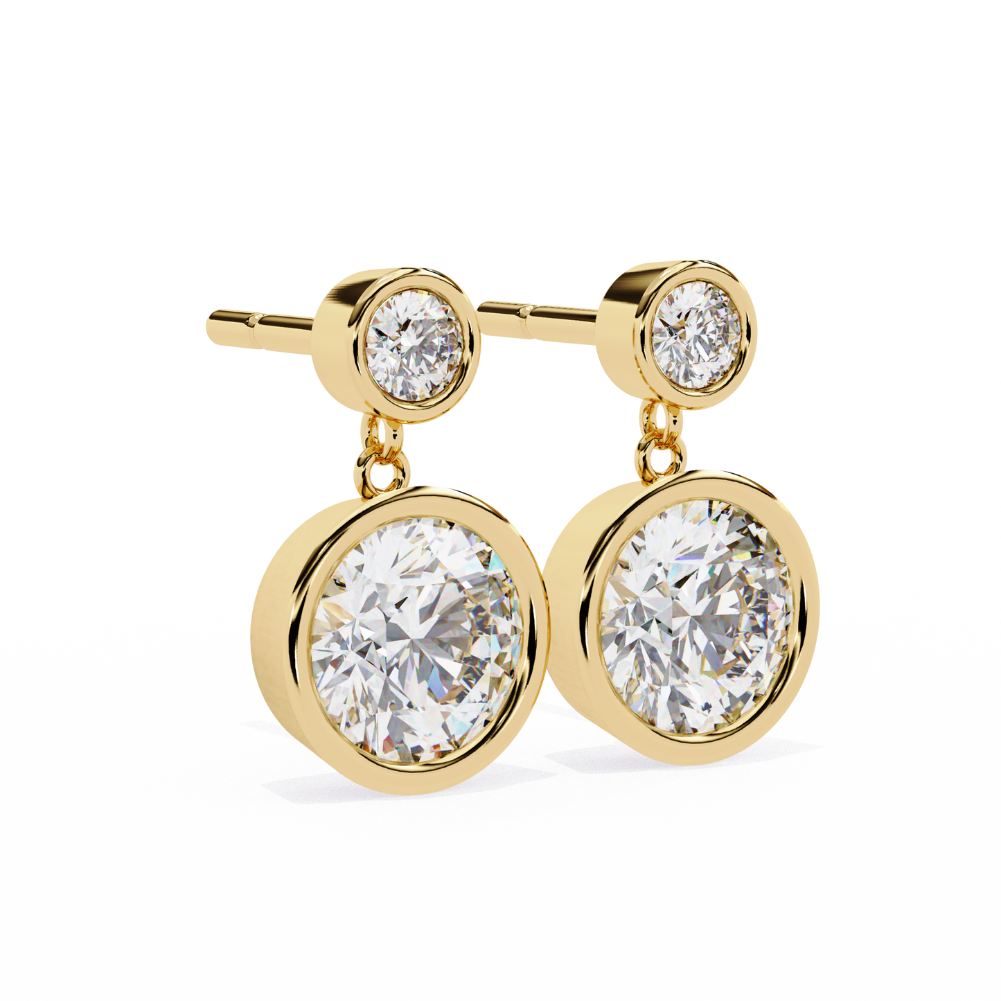 Round Bezel Set Dangle & Drop Earrings