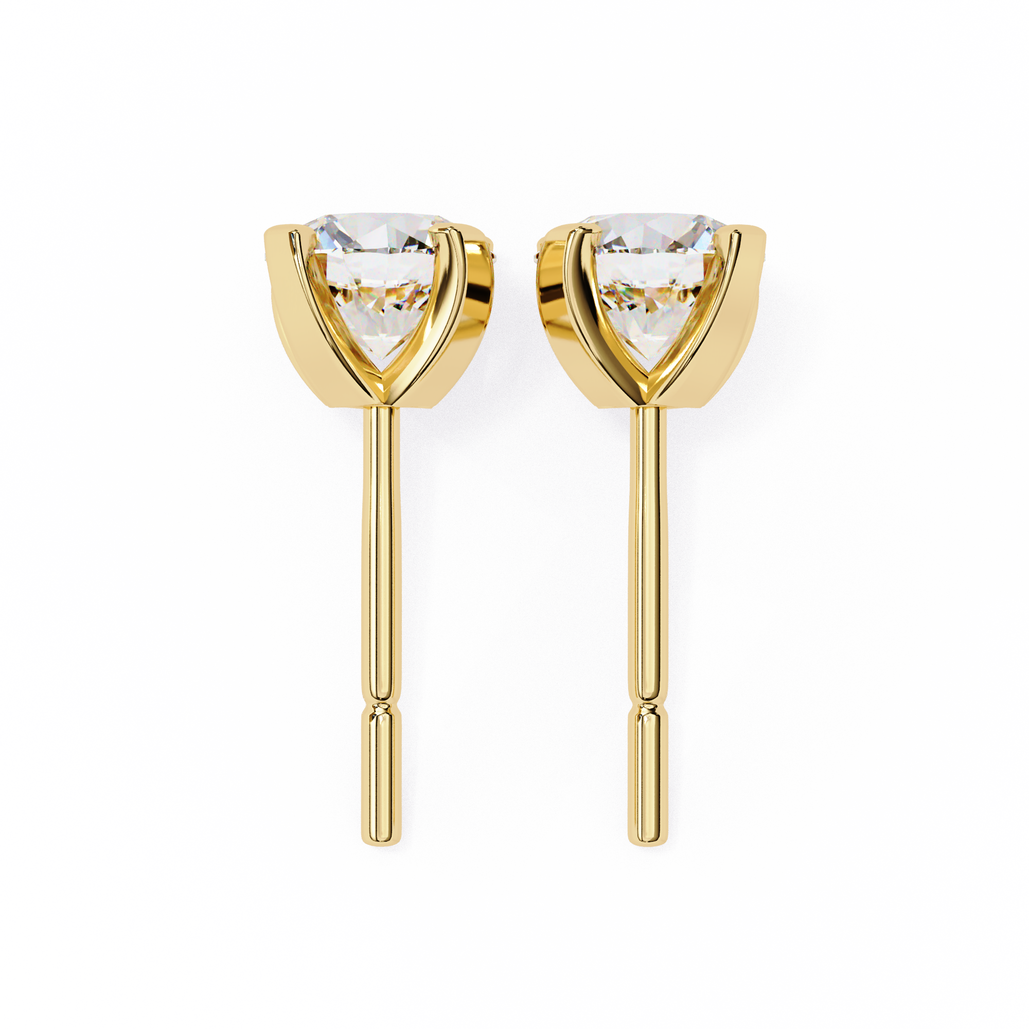 Round Cut Diamond 4 Prong Stud Earrings