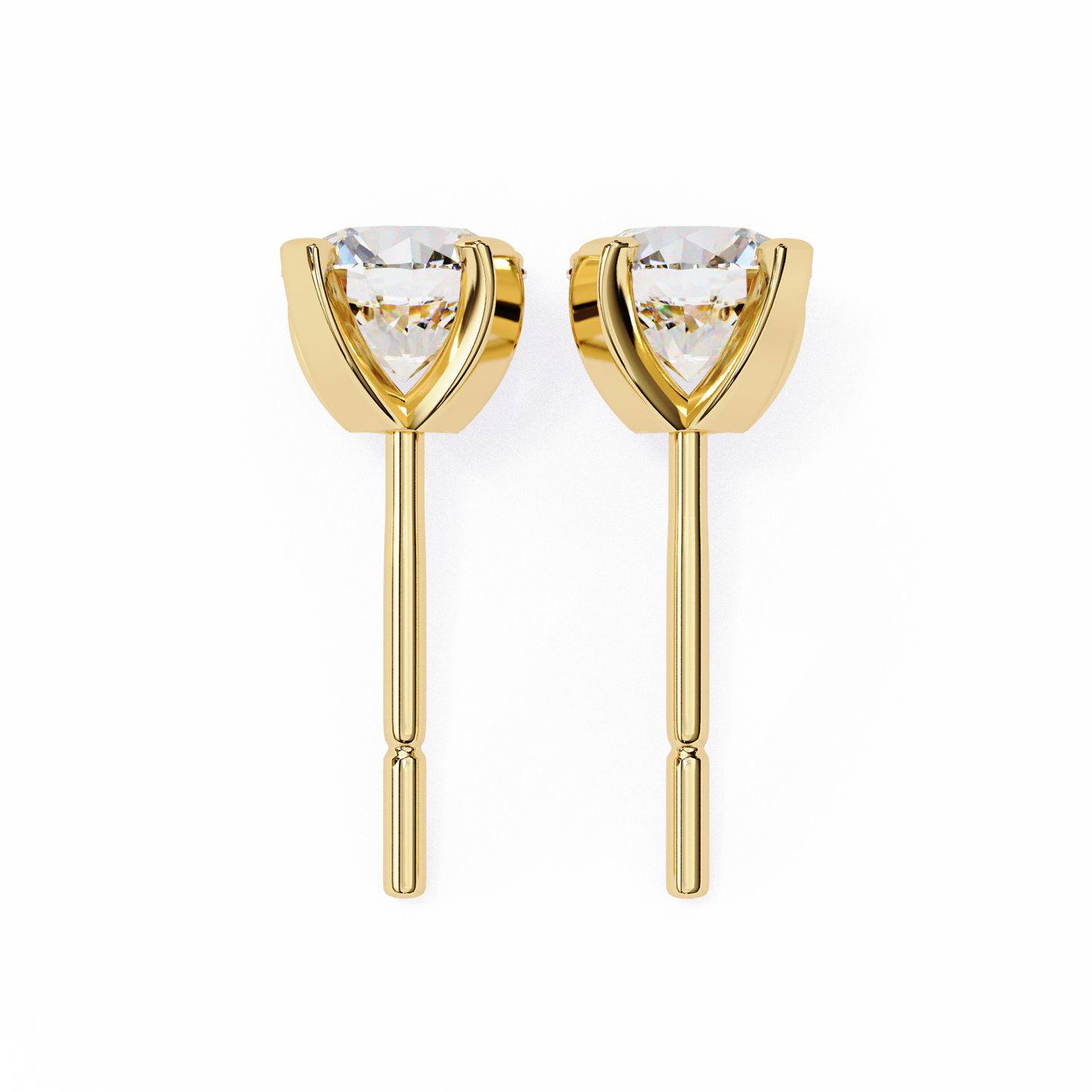 Round Cut Diamond 4 Prong Stud Earrings