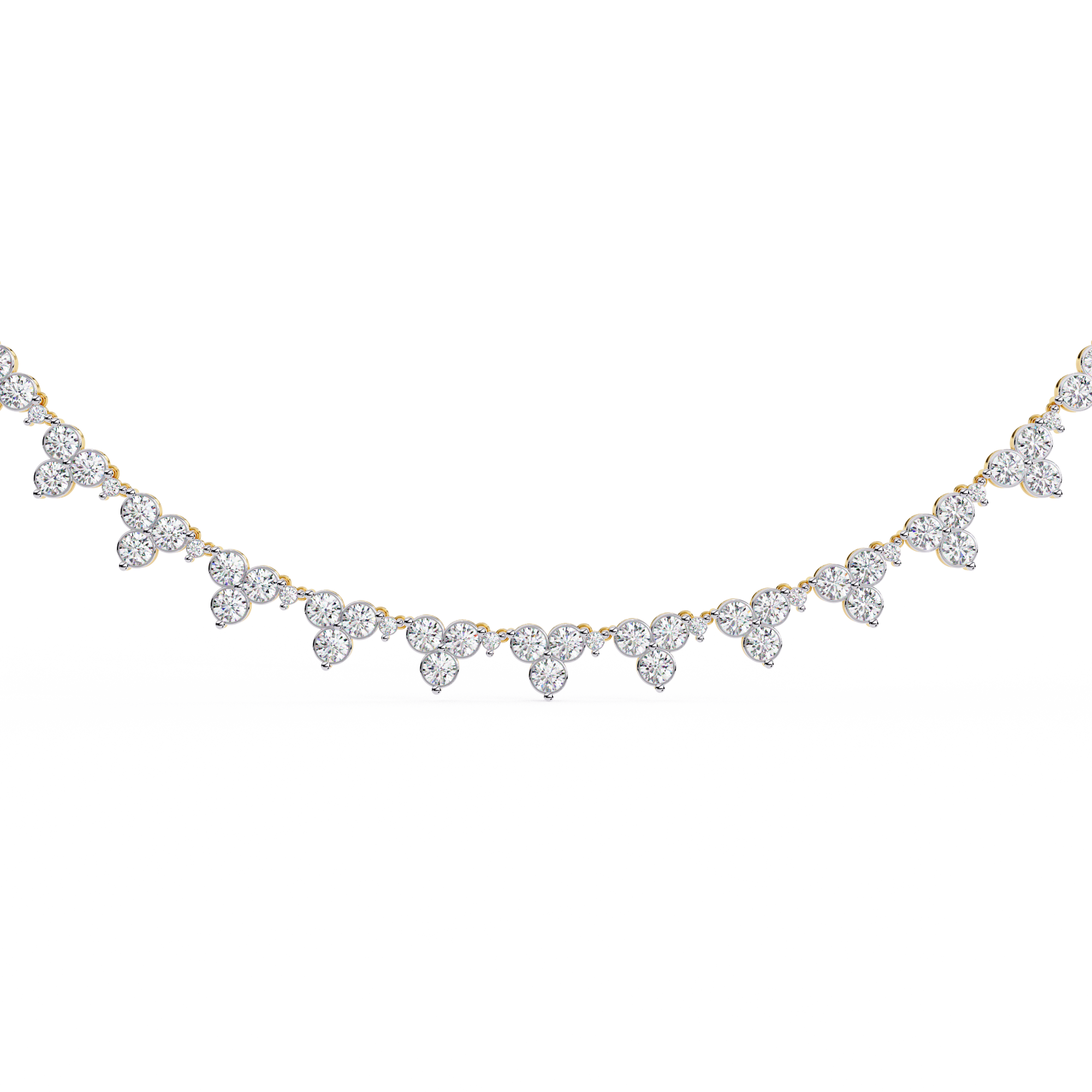 LAB GROWN 3 Stone Gold Diamond Women Necklace