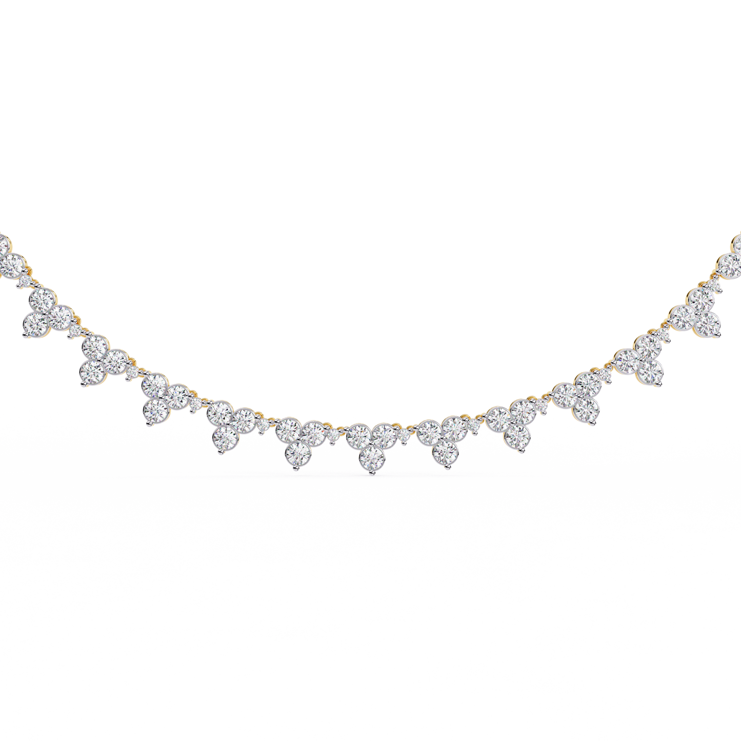 LAB GROWN 3 Stone Gold Diamond Women Necklace