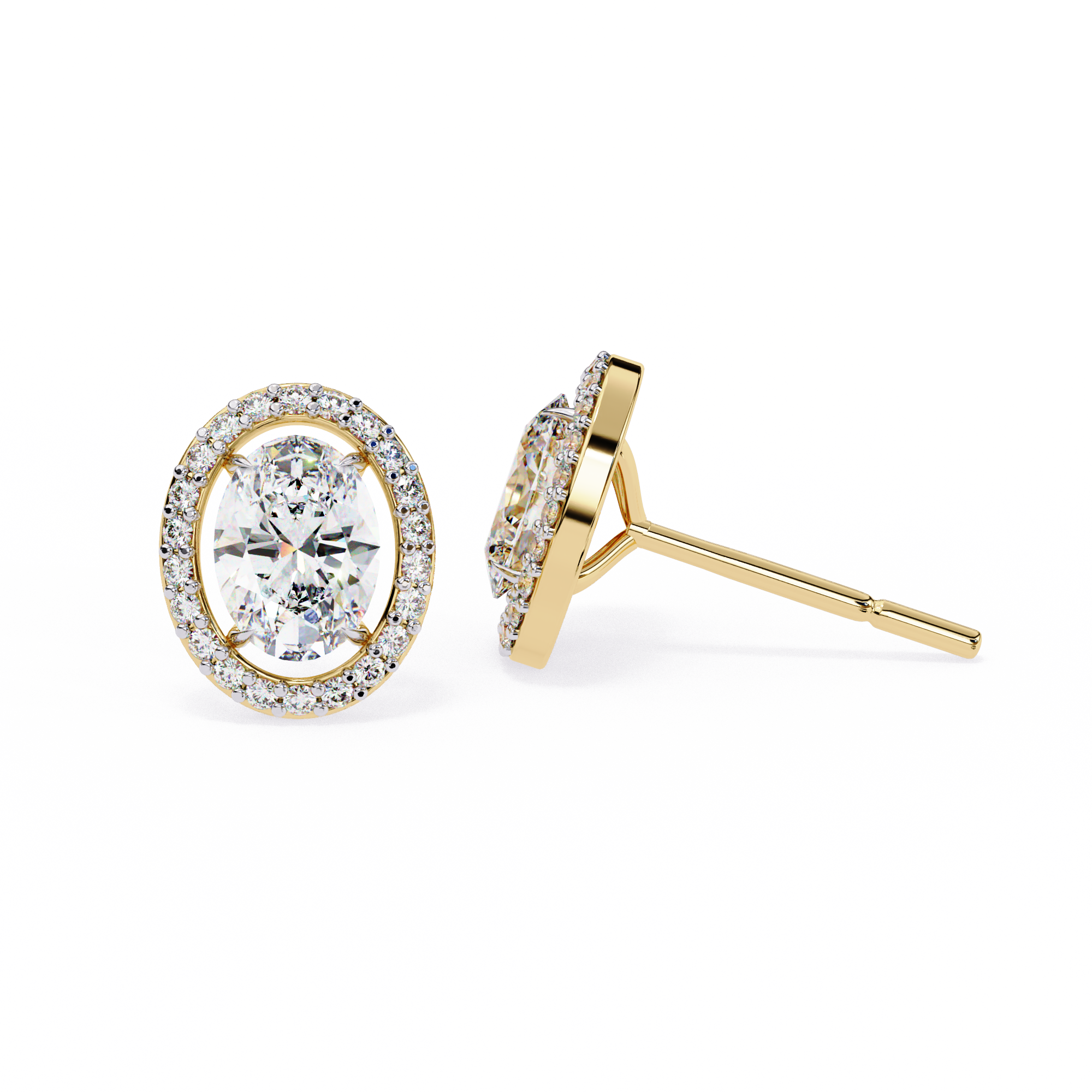 Lab Grown Diamond Solitaire Earring Oval Shape Stud