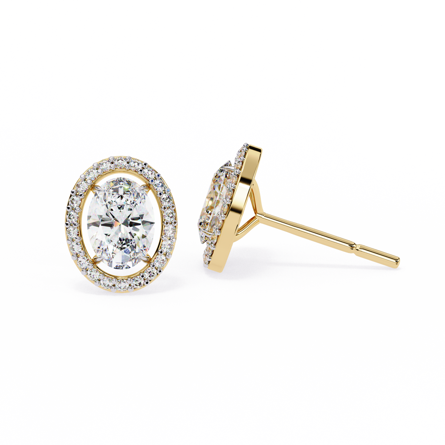 Lab Grown Diamond Solitaire Earring Oval Shape Stud
