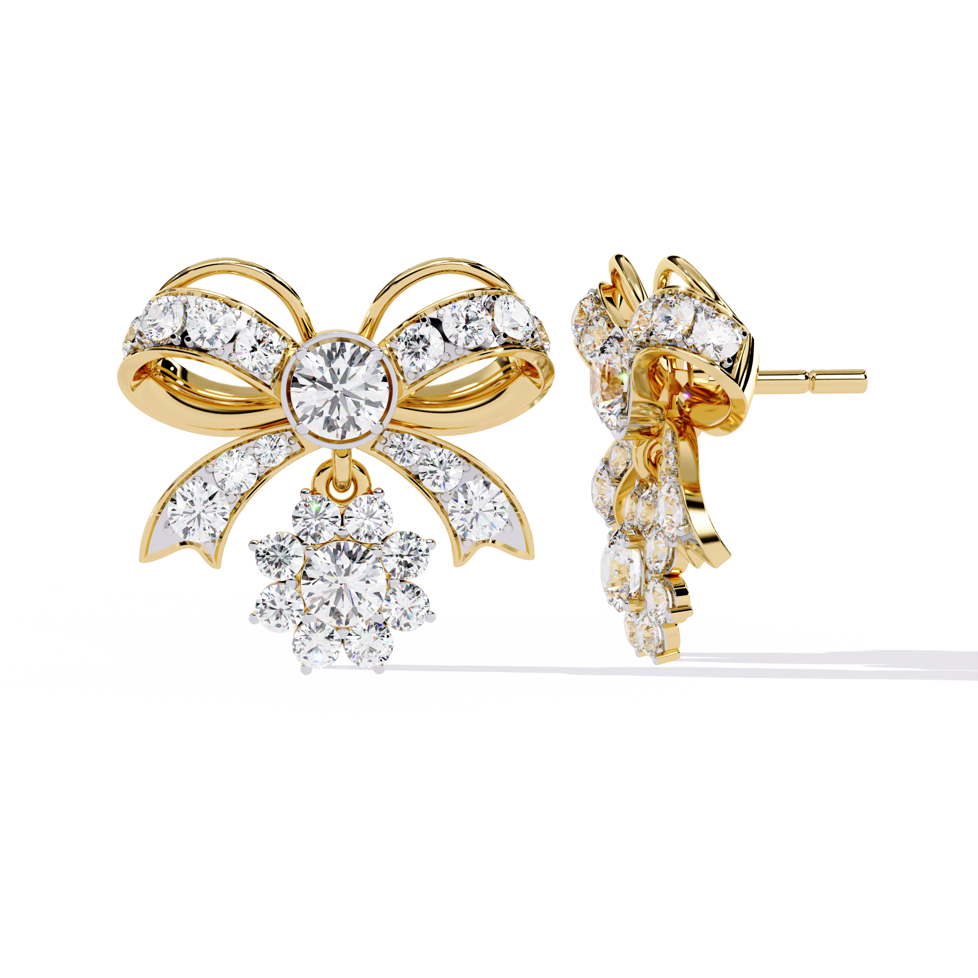 Lab Grown Diamonds Daily Wear bow shaped diamond earrings