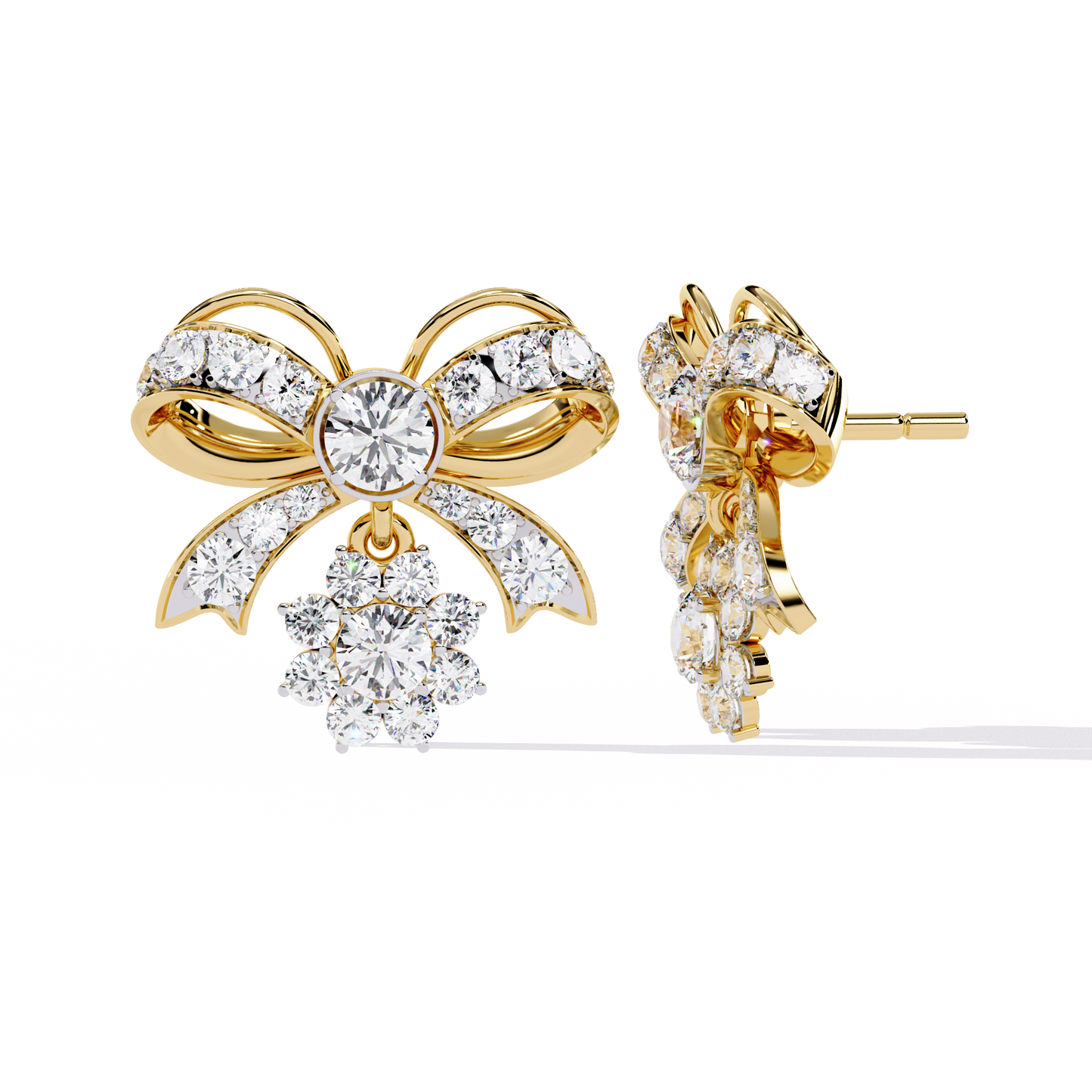 Lab Grown Diamonds Daily Wear bow shaped diamond earrings