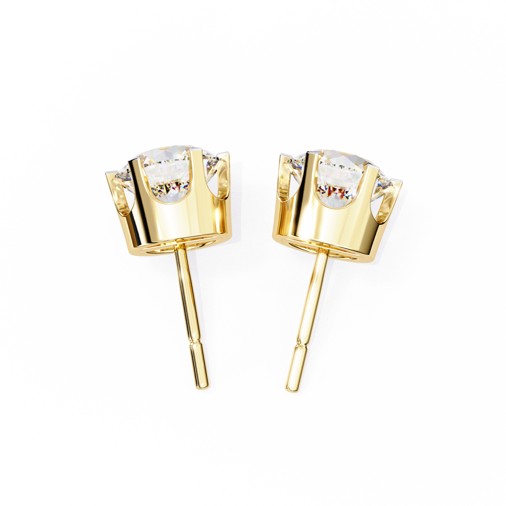 Solitaire Earring Studs Round Stone