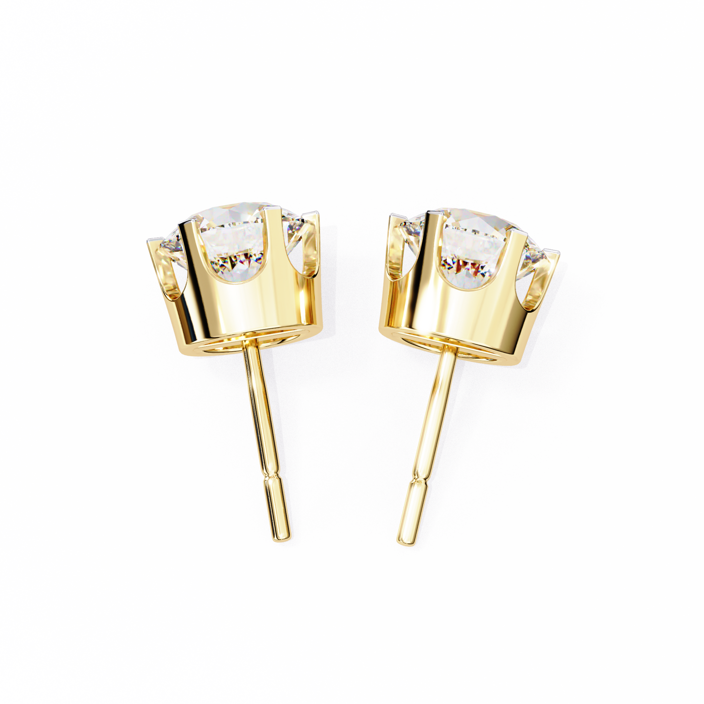 Solitaire Earring Studs Round Stone